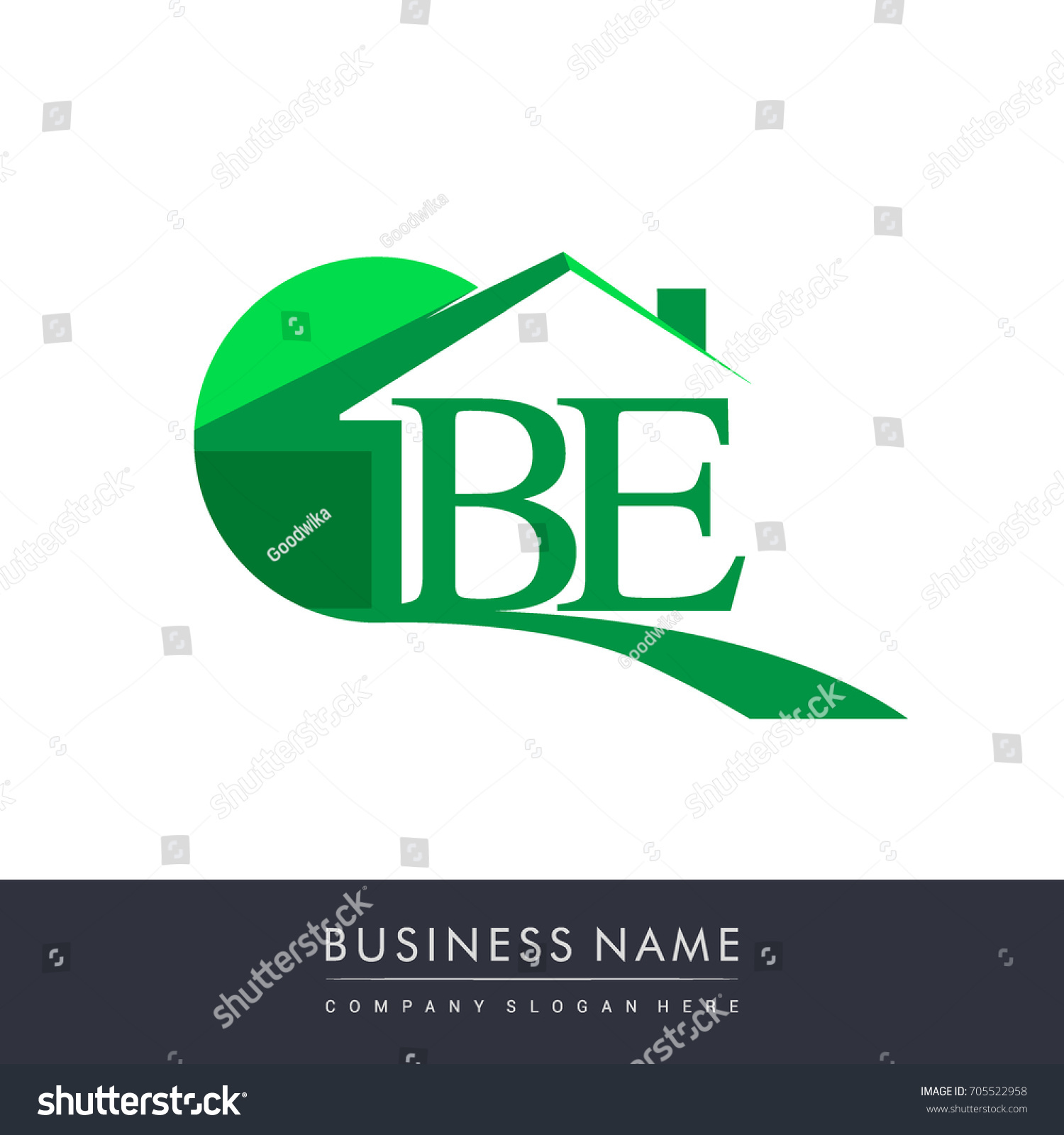 Be Letter Roof Shape Logo Green Stock Vector (Royalty Free) 705522958 ...