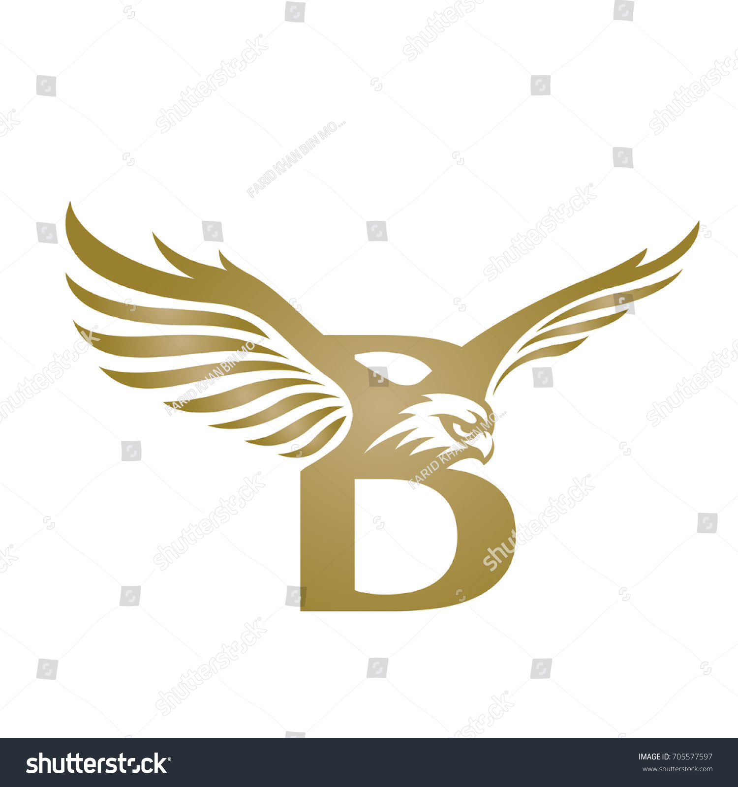 Vector Flying Golden Eagle Letter B Stock Vector (Royalty Free ...