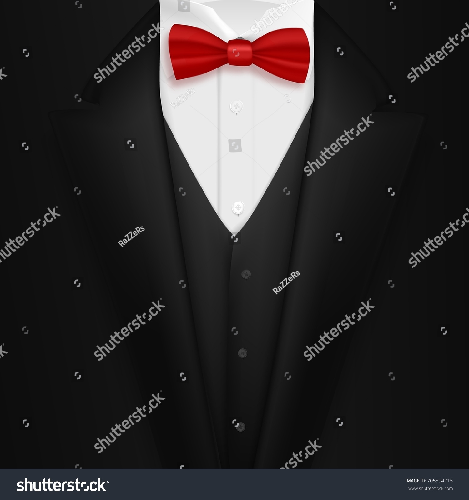 Illustration Vector Black Suit Bowtie Realistic Stock Vector (Royalty ...