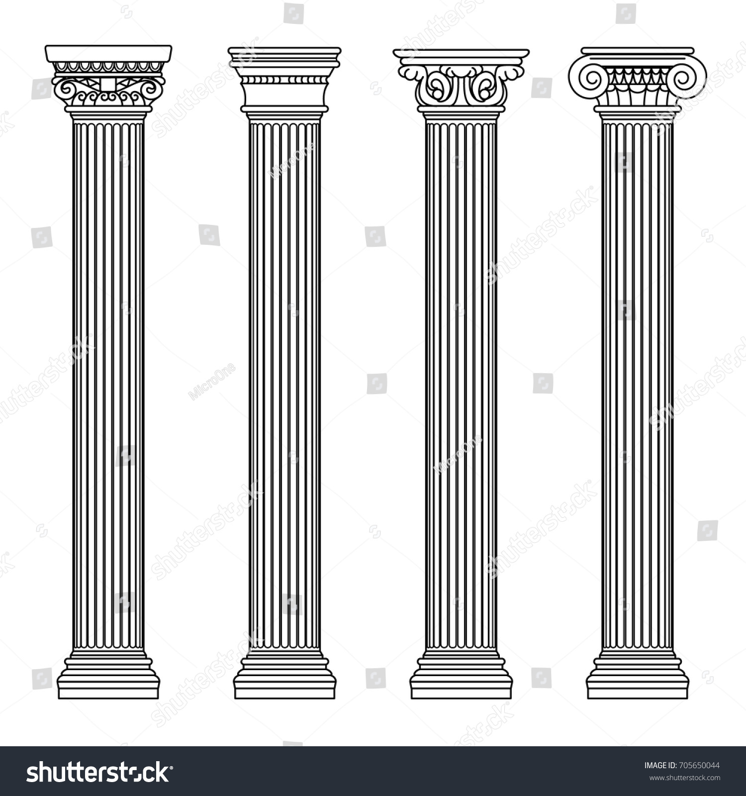 Greek Roman Architecture Classic Stone Colomns Stock Vector (Royalty ...