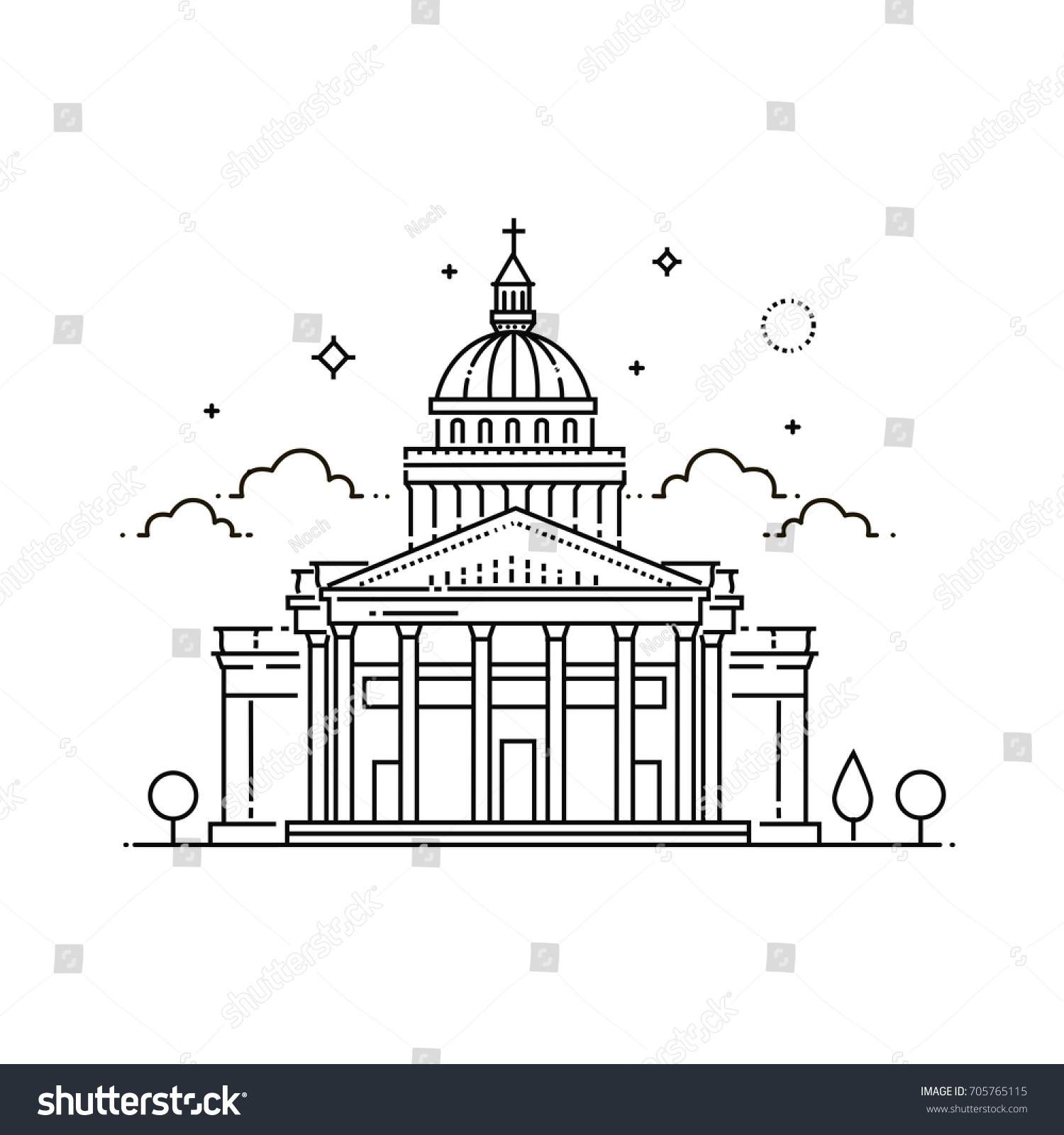 Церковь св. Женевьевы (Пантеон) в Париже рисунок