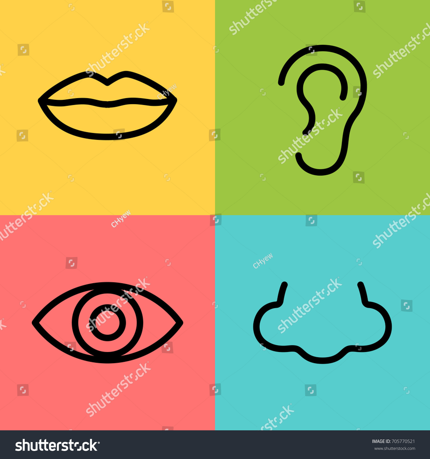 Vector Illustration Nose Ear Mouth Eye Stock Vector (royalty Free 