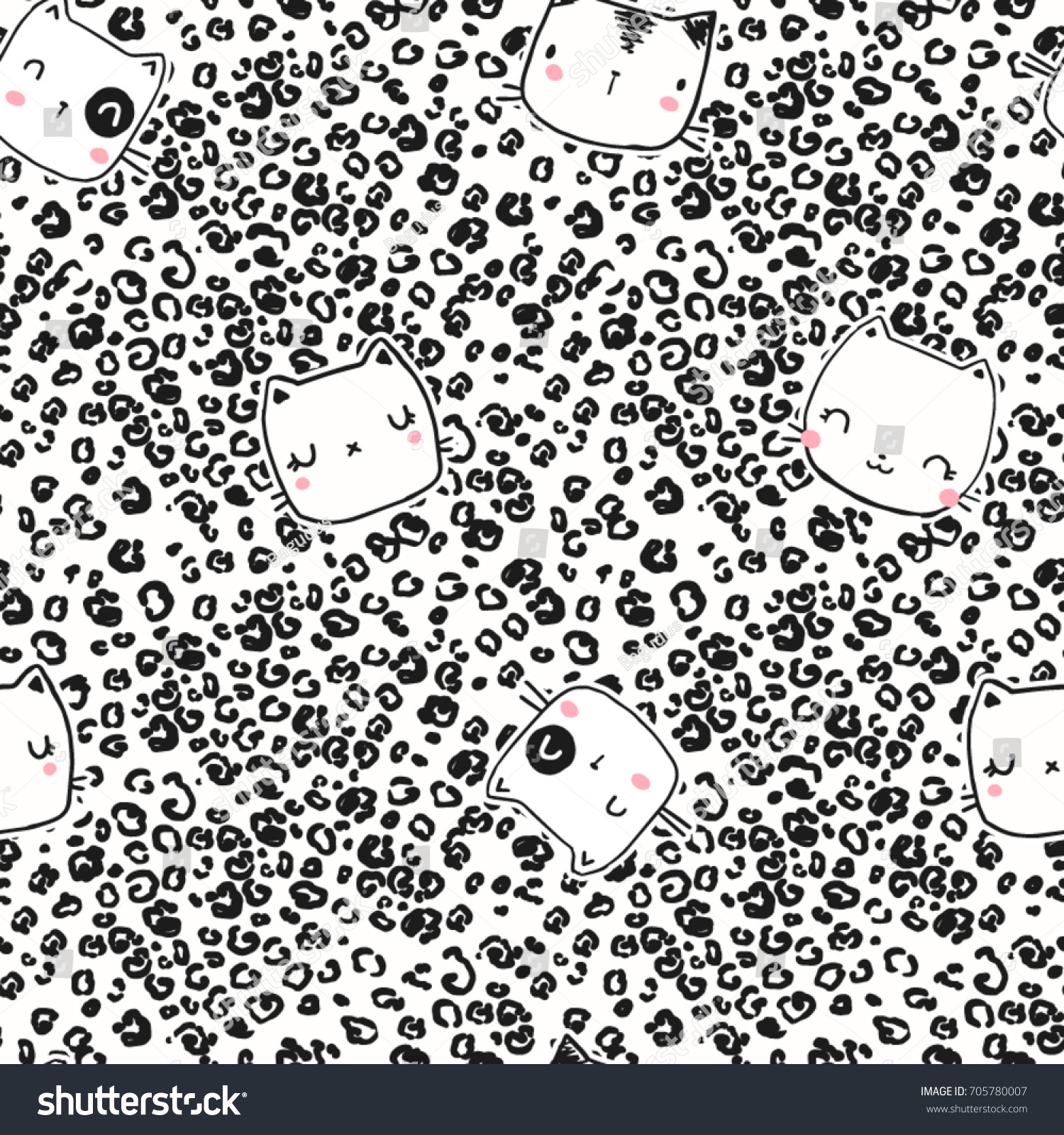 Seamless Cat Pattern Leopard Background Vector Stock Vector (Royalty ...