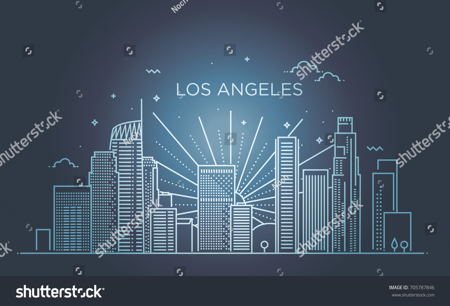 Banner Los Angeles City Flat Line Stock Vector (Royalty Free) 705787846 ...