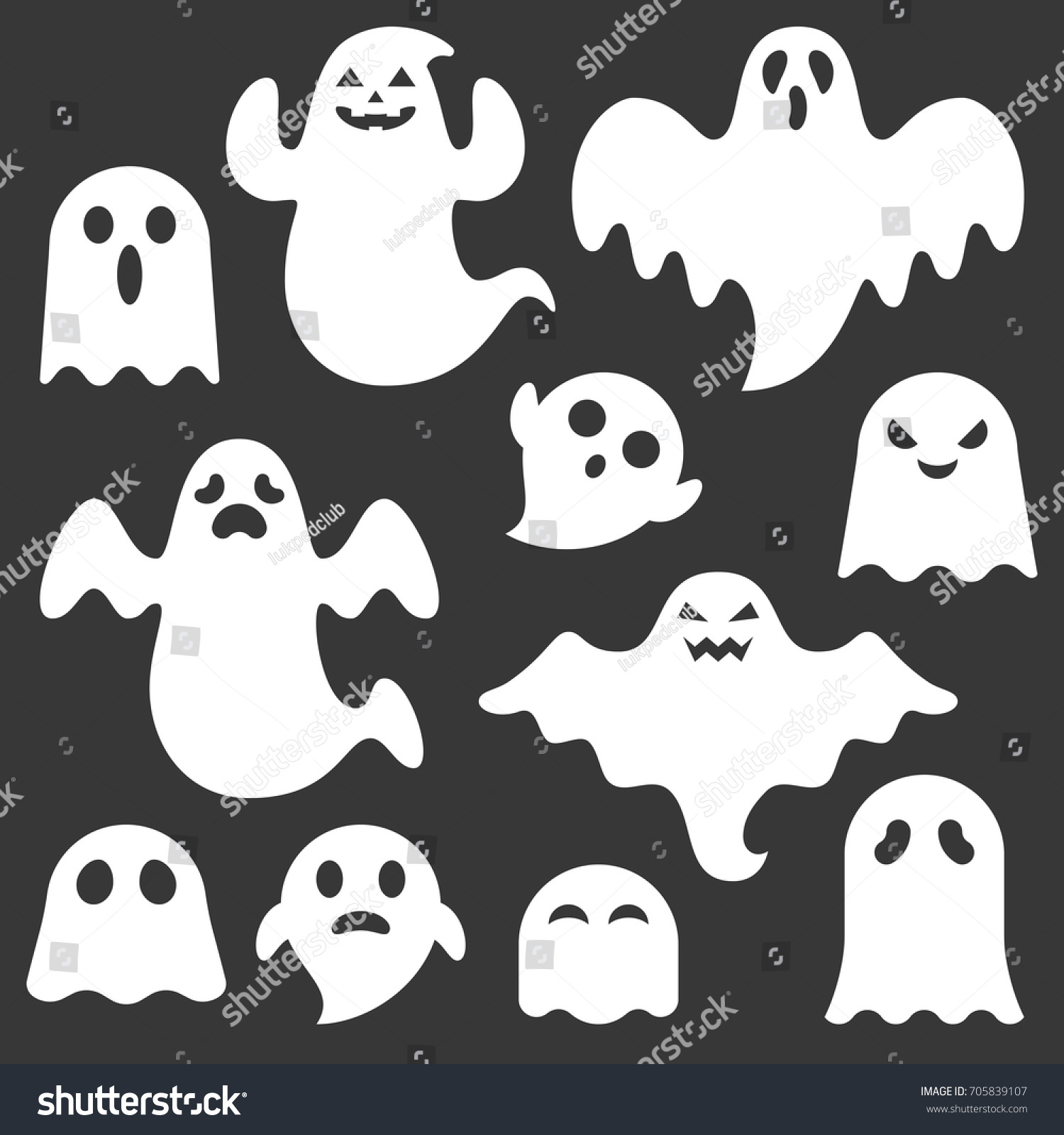 Set Cute Ghost Creation Kit Changeable Stock Vector (Royalty Free ...