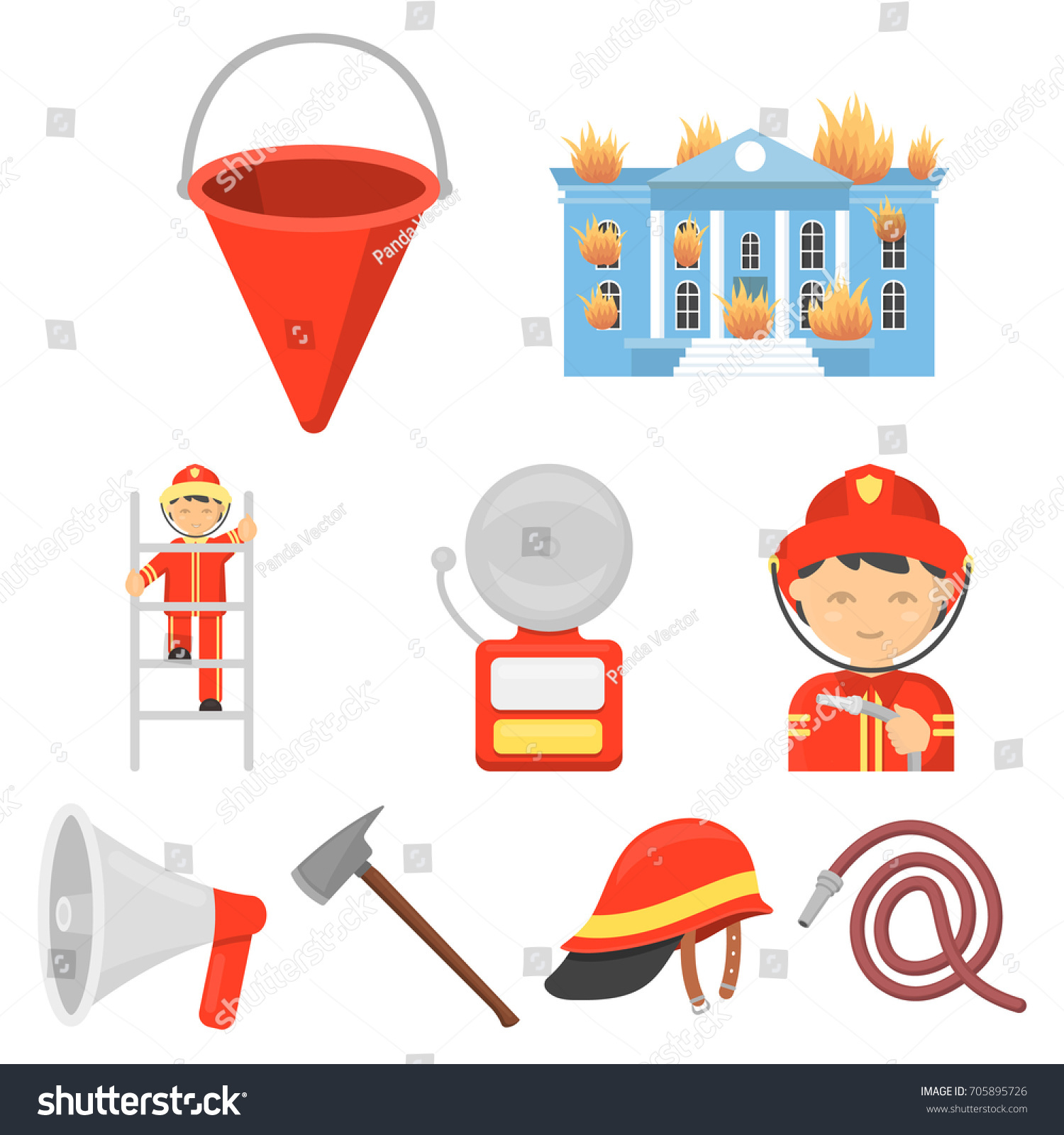 Fire Department Set Icons Cartoon Style Stock Vector (Royalty Free ...