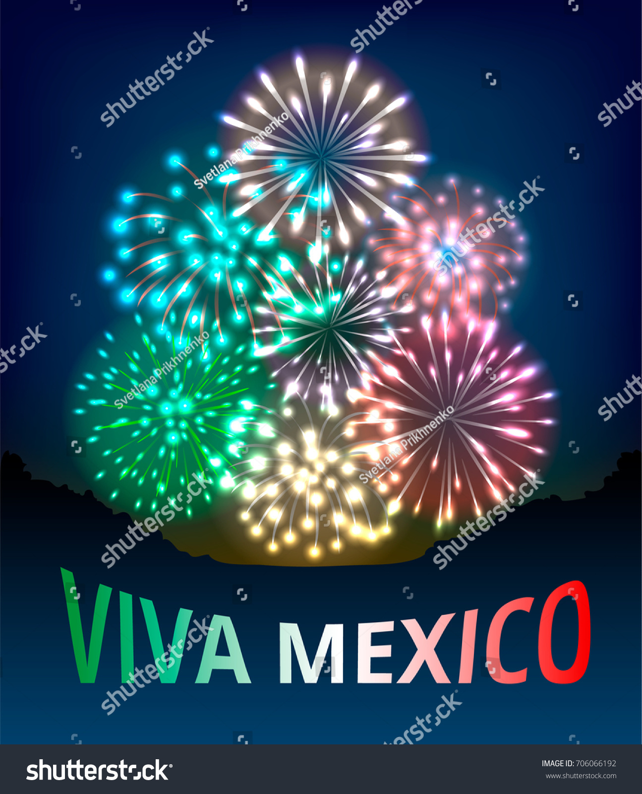 Viva Mexico Poster Mexican Independence Day Stock Illustration