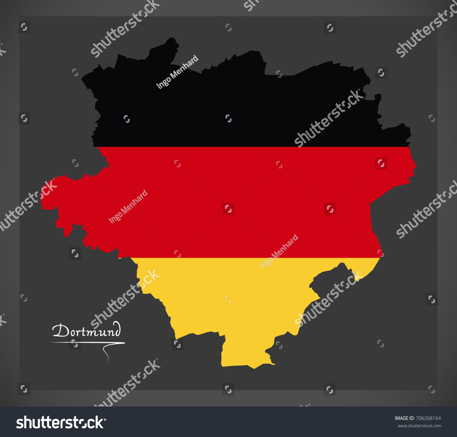 Dortmund Map German National Flag Illustration Stock Vector Royalty