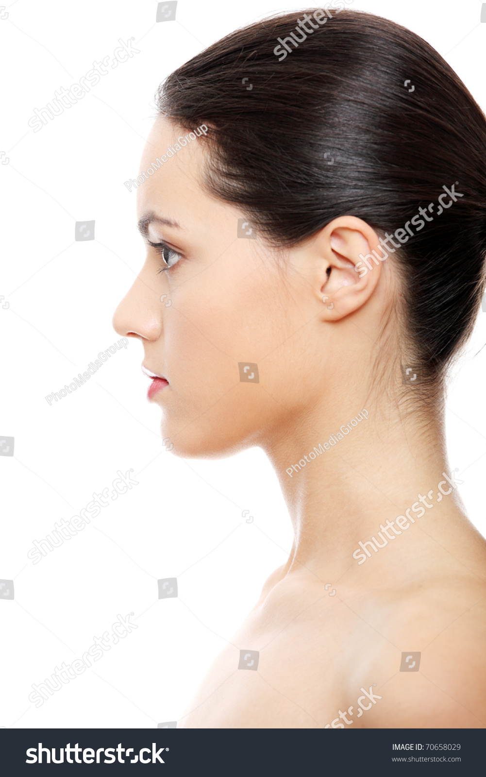 Closeup Portrait Young Beautiful Woman Face Stock Photo 70658029 ...