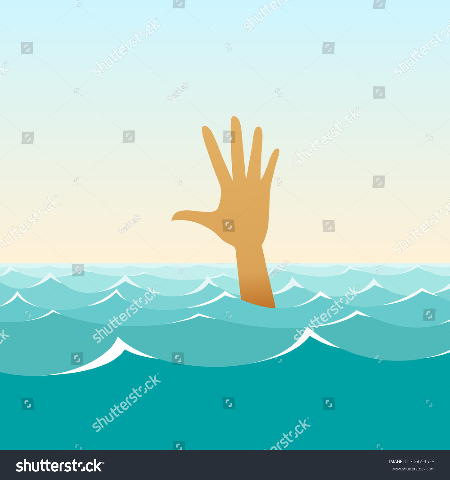 Hand Sinking Man Midst Waves Stock Vector (Royalty Free) 706654528 ...