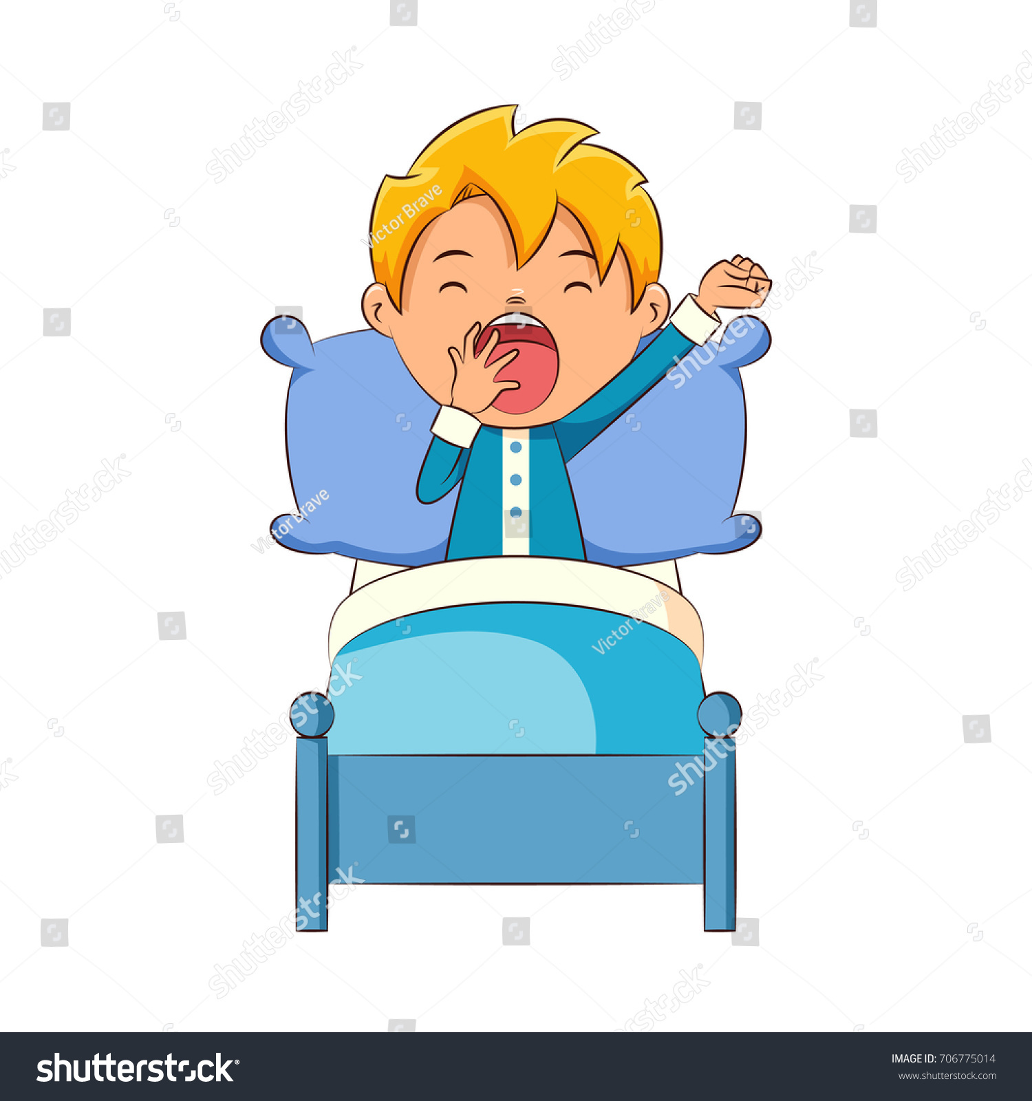 Kid Yawning Bed Stock Vector (Royalty Free) 706775014 | Shutterstock