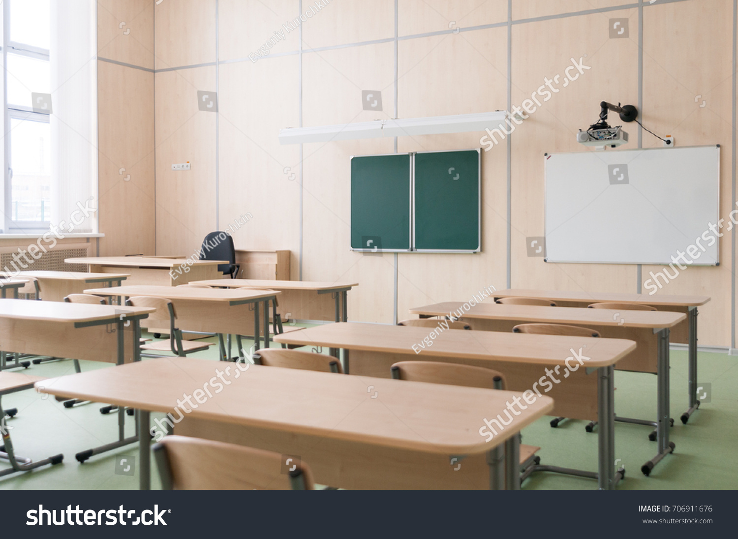 School Classroom School Desks Blackboard Stock Photo 706911676 ...