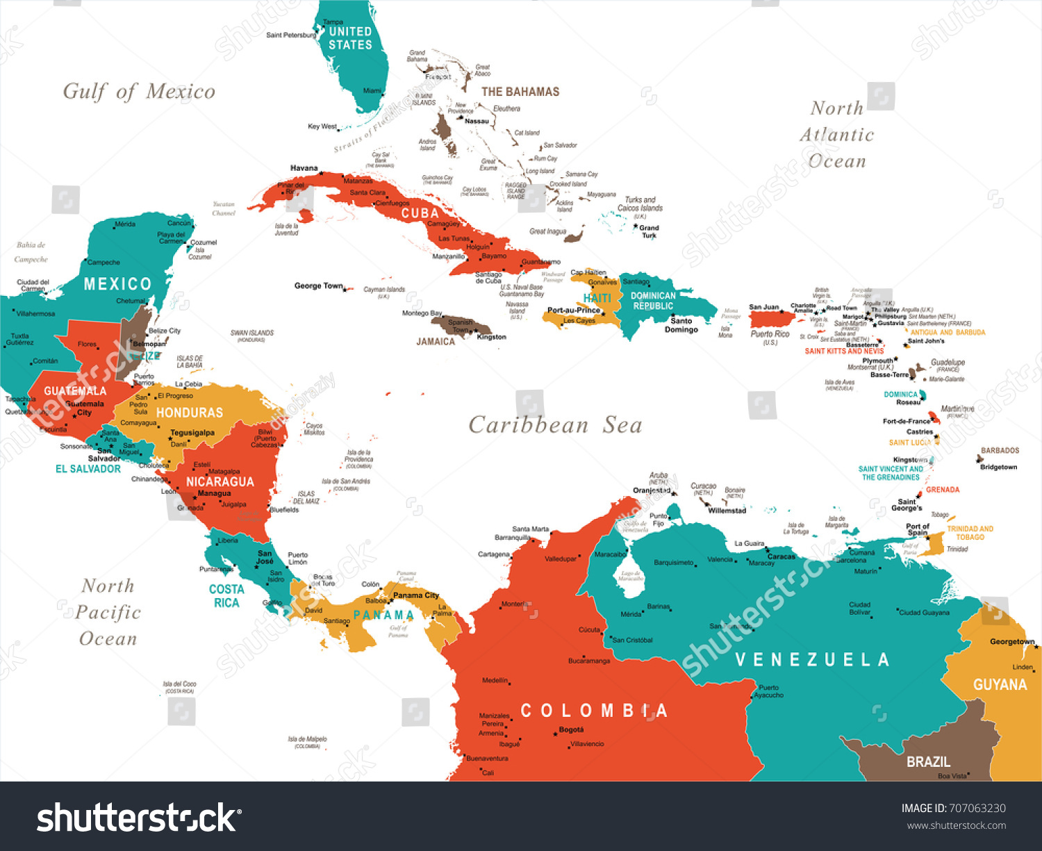 Central America Map Detailed Vector Illustration Stock Vector (Royalty ...