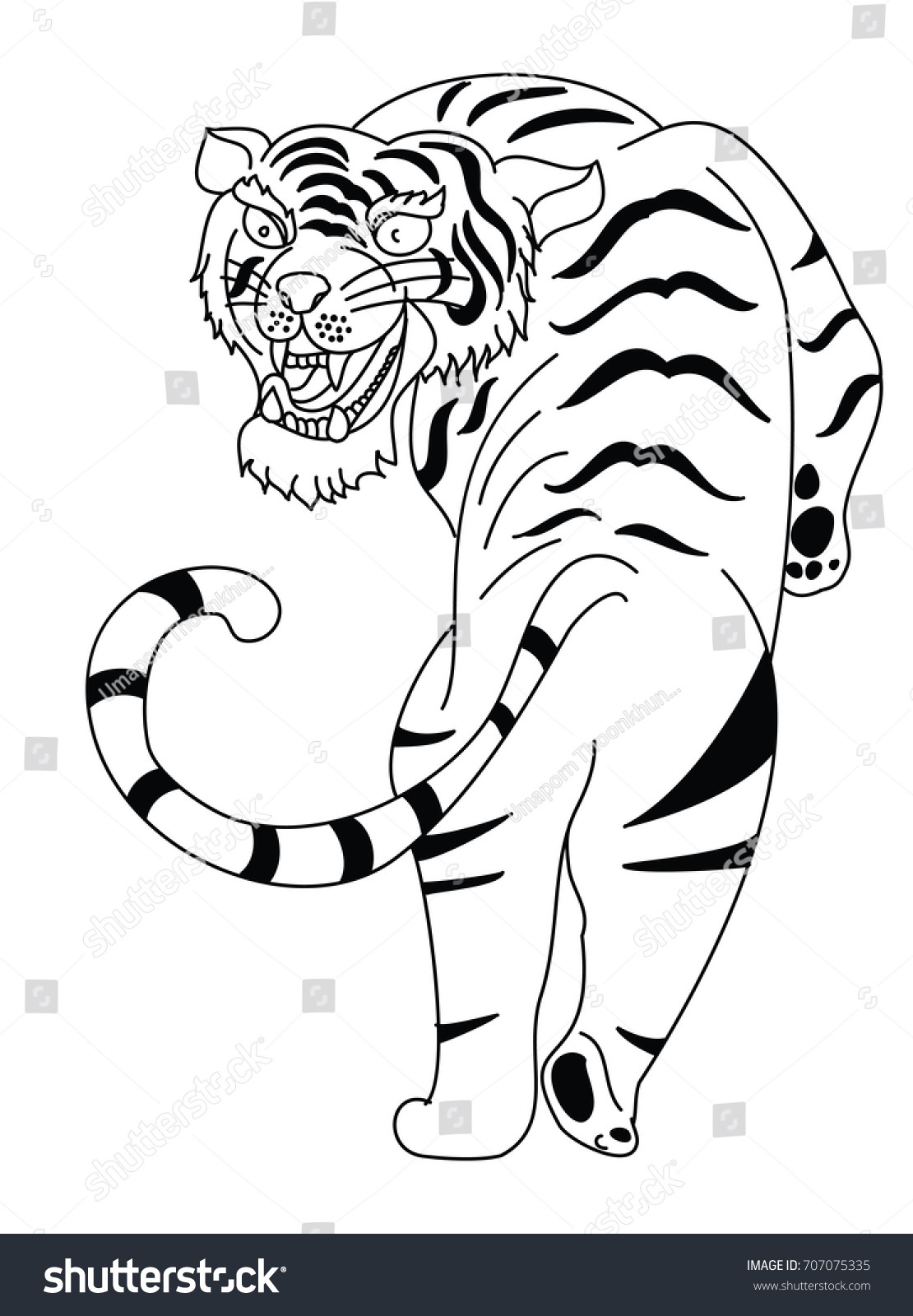 Outline Doodle Art Tiger Vector On Stock Vector (Royalty Free ...