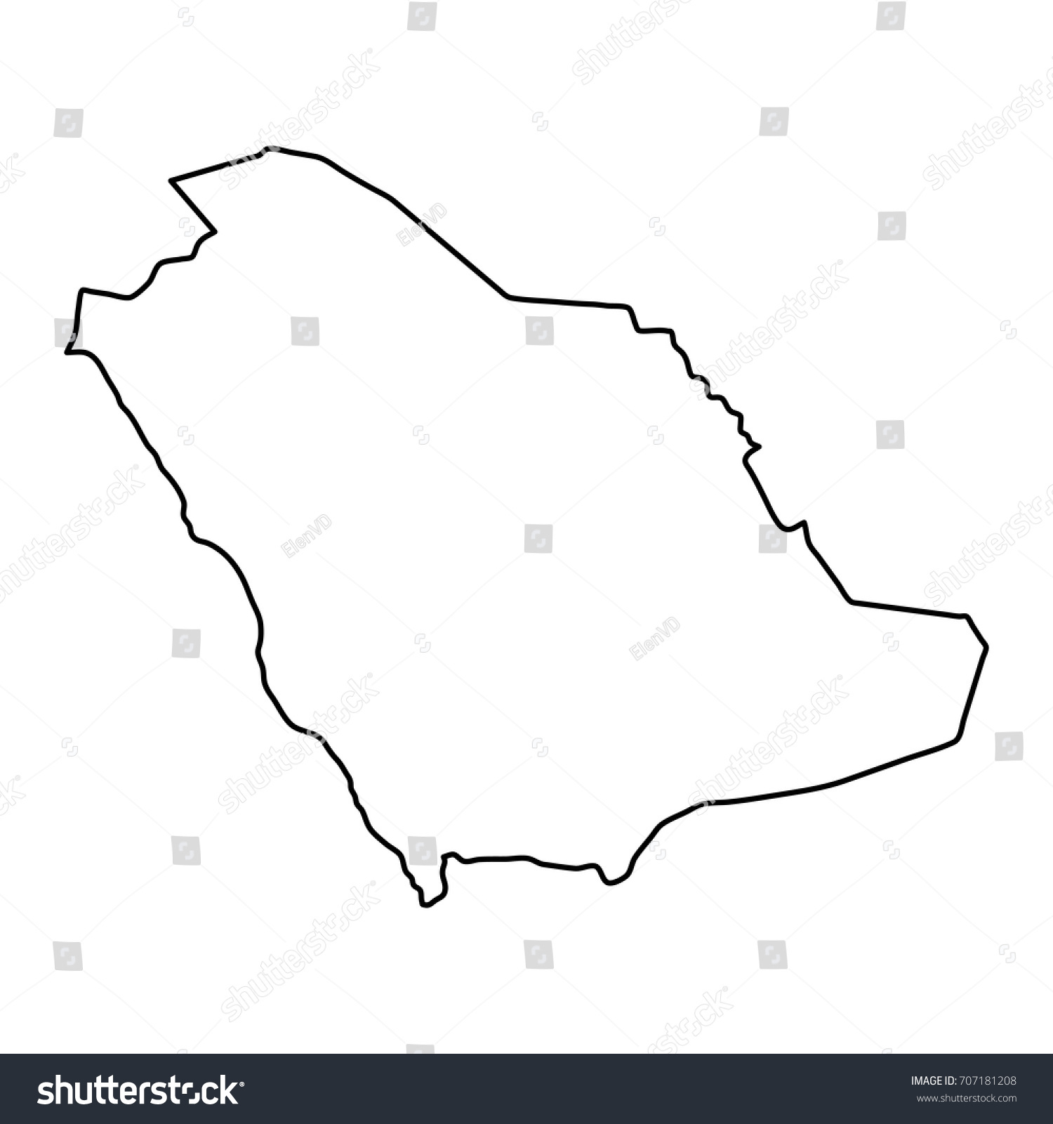 Saudi Arabia Map Black Contour Curves Stock Vector (Royalty Free ...