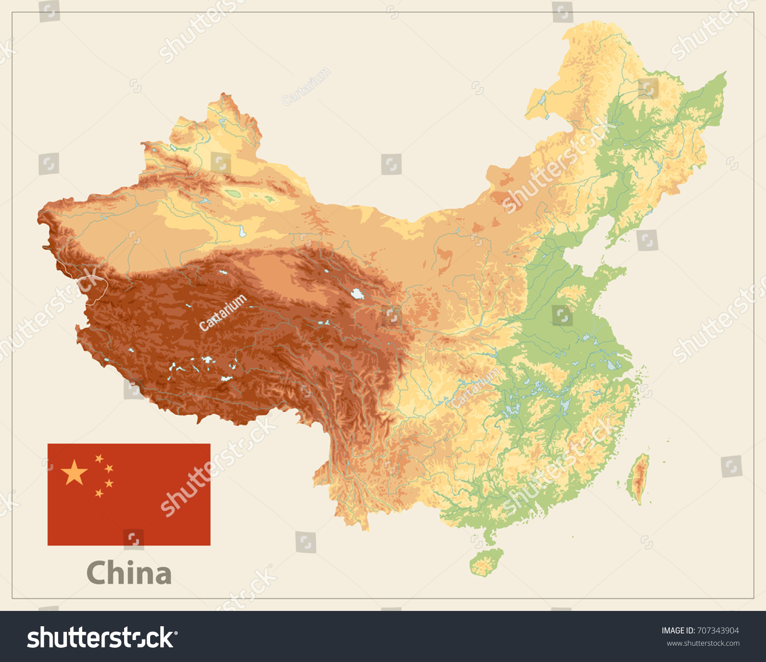 China Physical Map Isolated On Retro Stock Vector Royalty Free Stock Vector China Physical Map Isolated On Retro White Color High Detailed Relief Map Of China 707343904