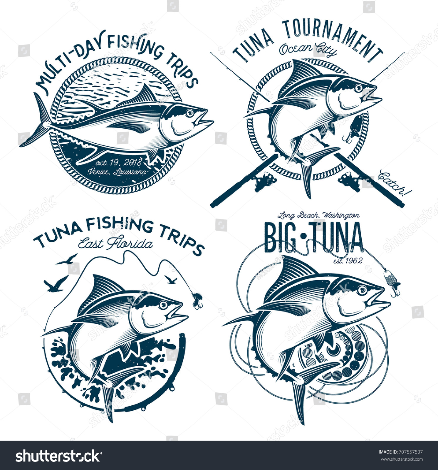 Tuna Vector Logos Sport Fishing Club Stock Vector (Royalty Free ...