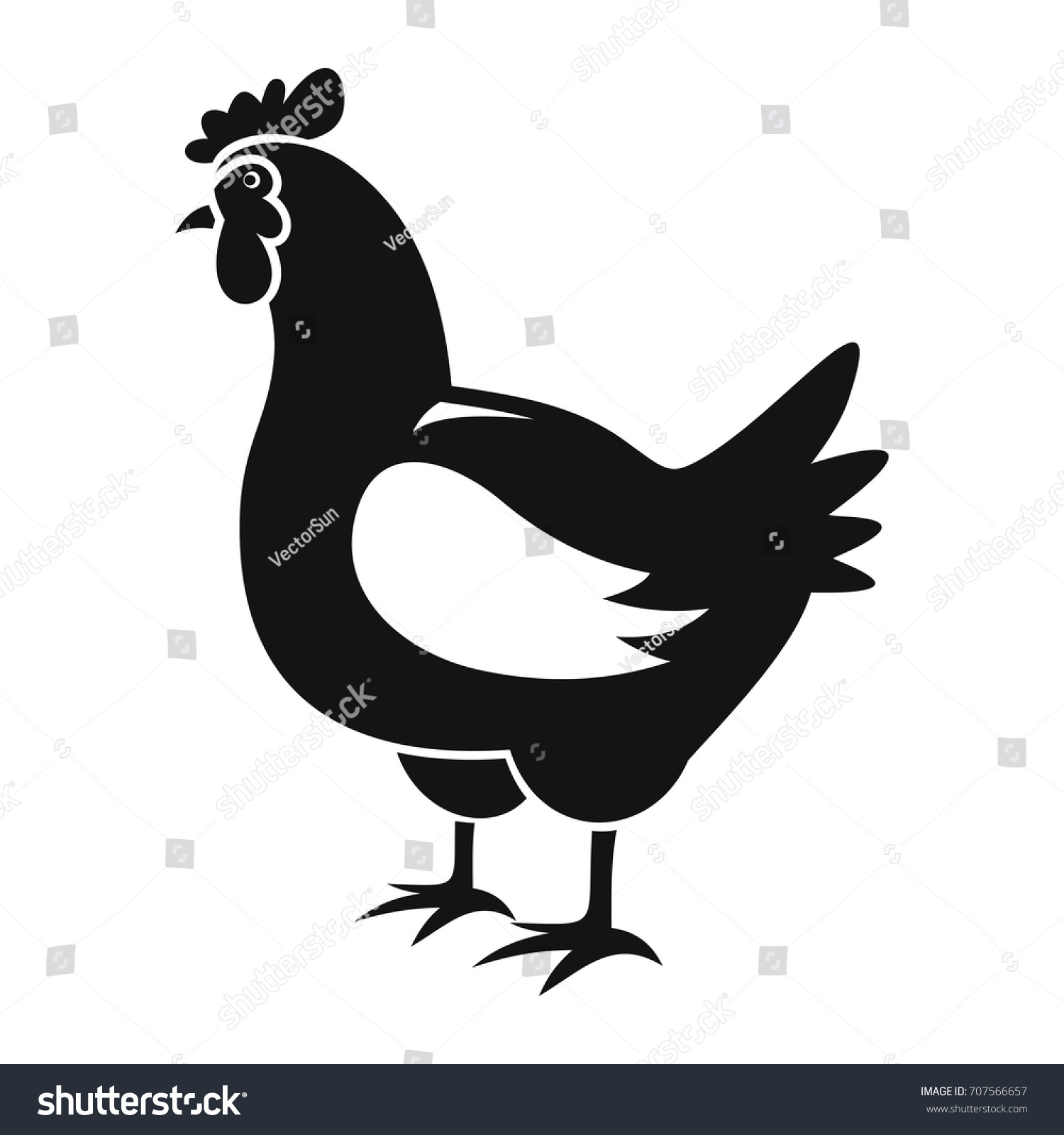 Chicken Icon Black Simple Silhouette Style Stock Vector (Royalty Free ...