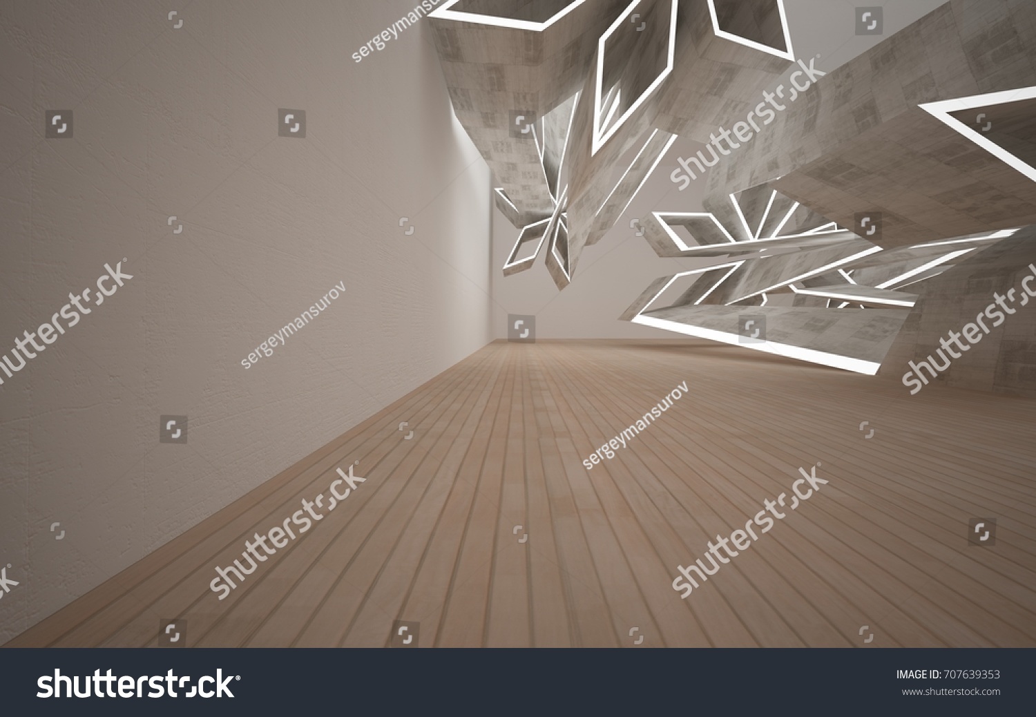 Empty Dark Abstract Concrete Room Interior Stock Illustration 707639353 ...