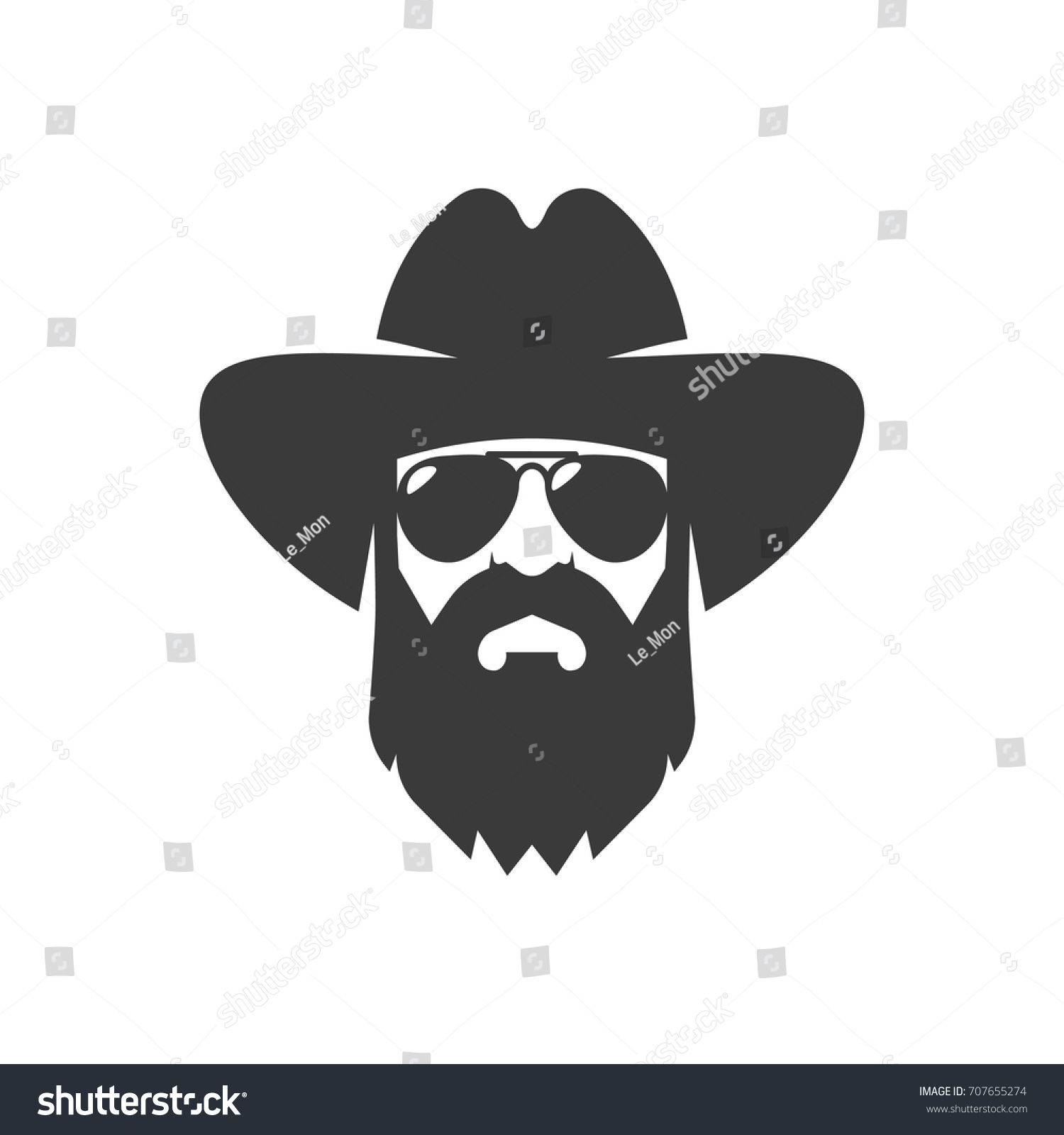 Bearded Cowboy Sunglasses Hat Cool American Stock Vector (royalty Free 