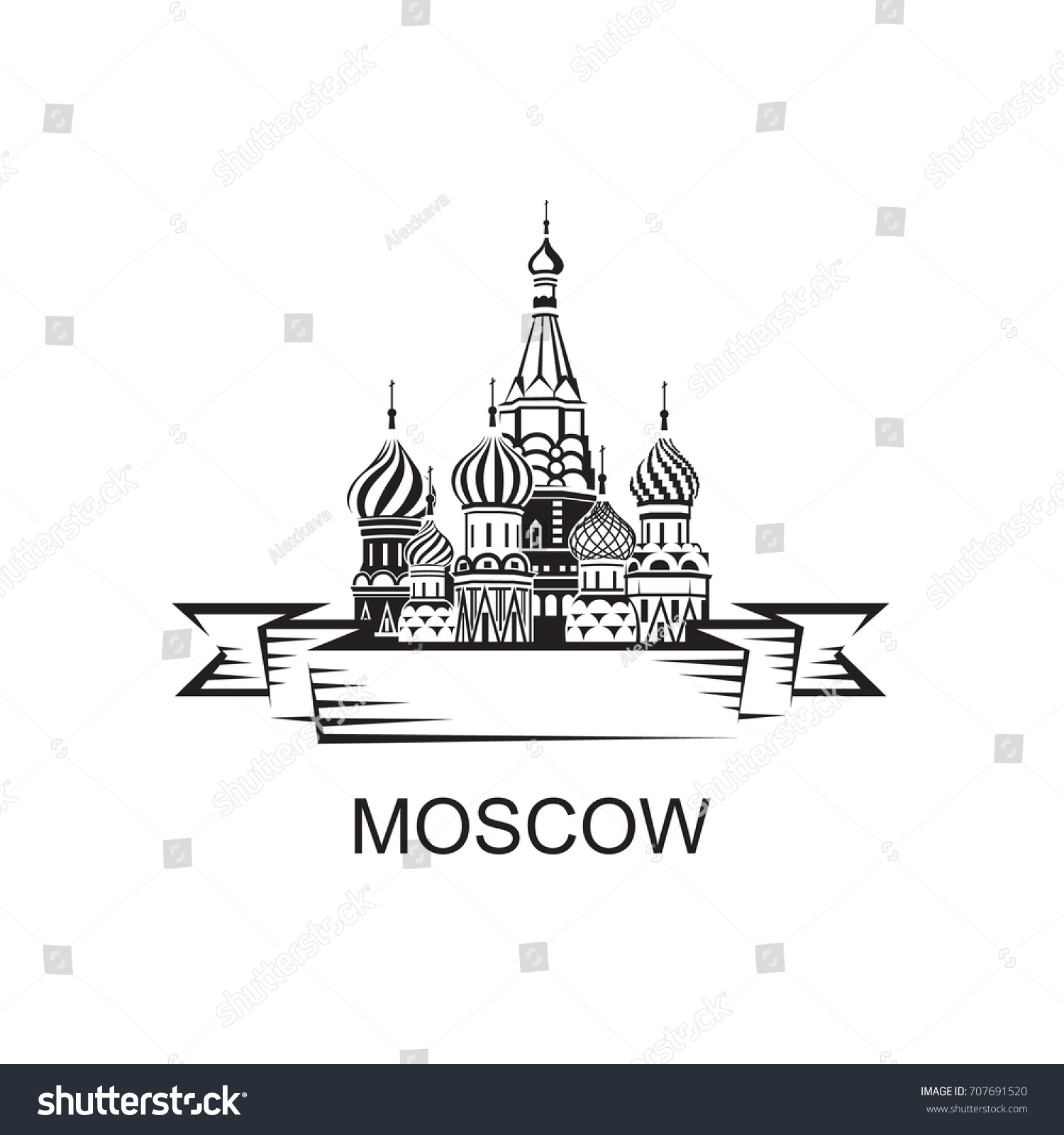 Символы Москвы черно-белые