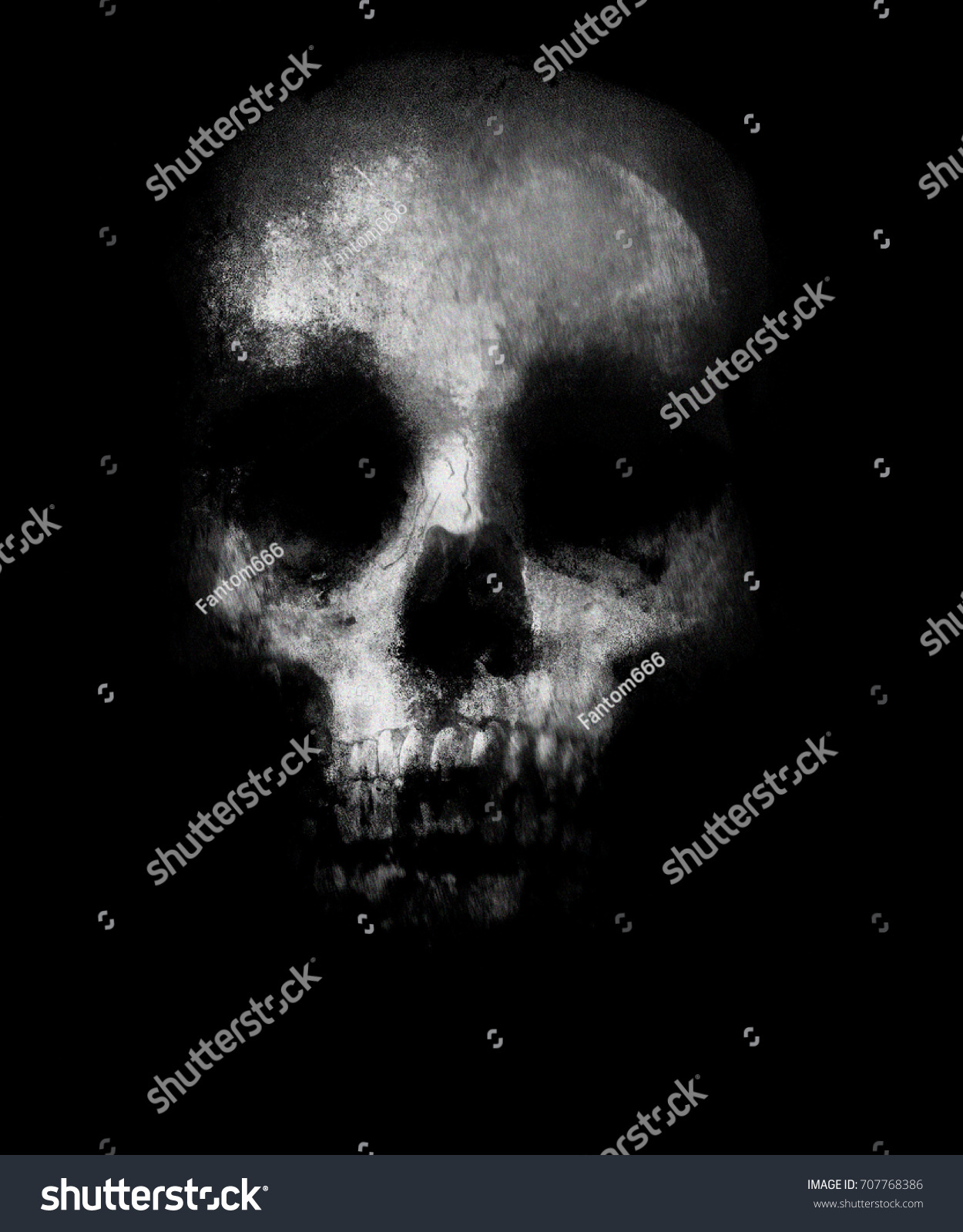 Skull Isolated On Black Background Horror Stock Illustration 707768386 ...