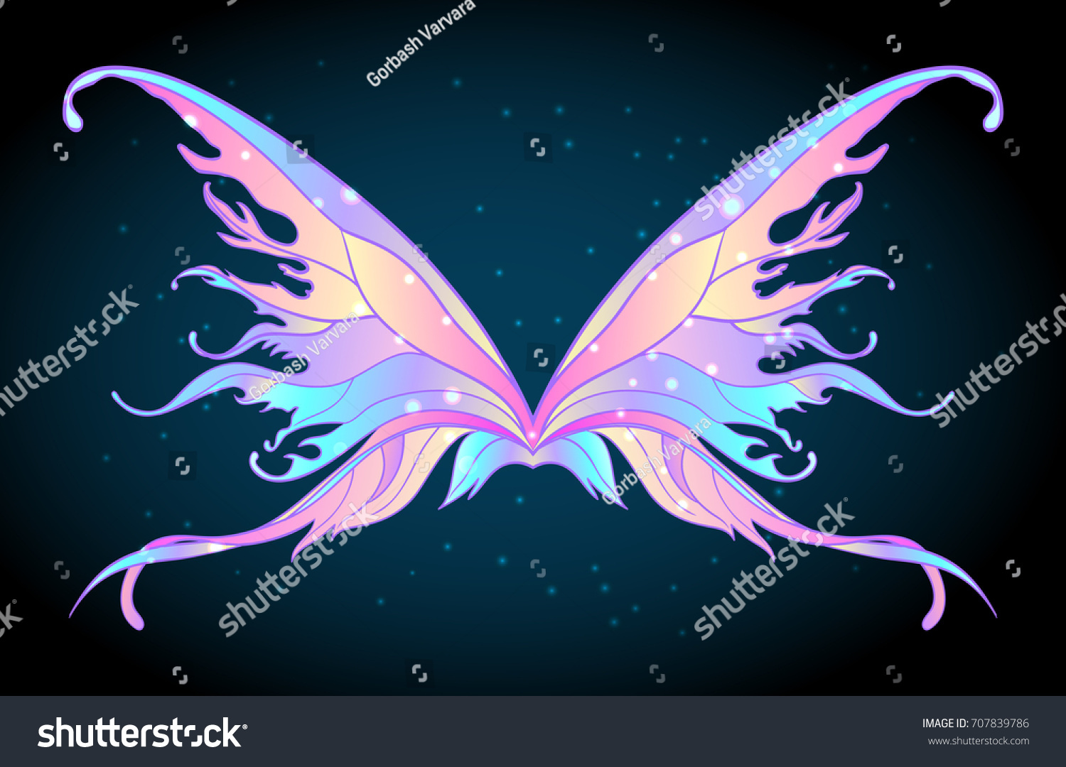 Pair Magical Fairy Wings Handdrawn Vector Stock Vector (Royalty Free ...