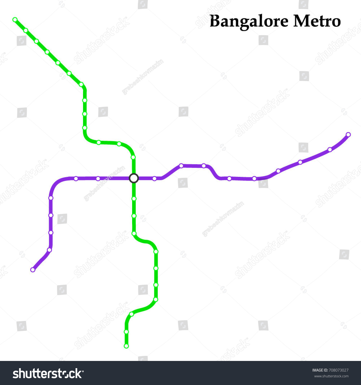 Map Bangalore Metro Subway Template City Stock Vector (Royalty Free ...