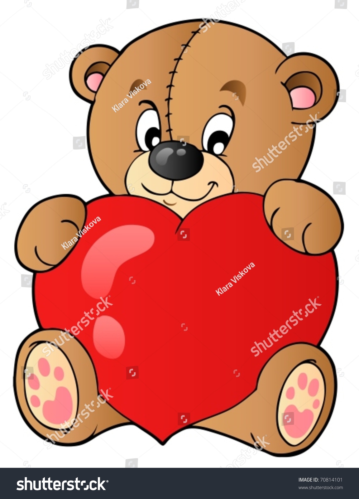 Cute Teddy Bear Holding Heart Vector Stock Vector (Royalty Free ...