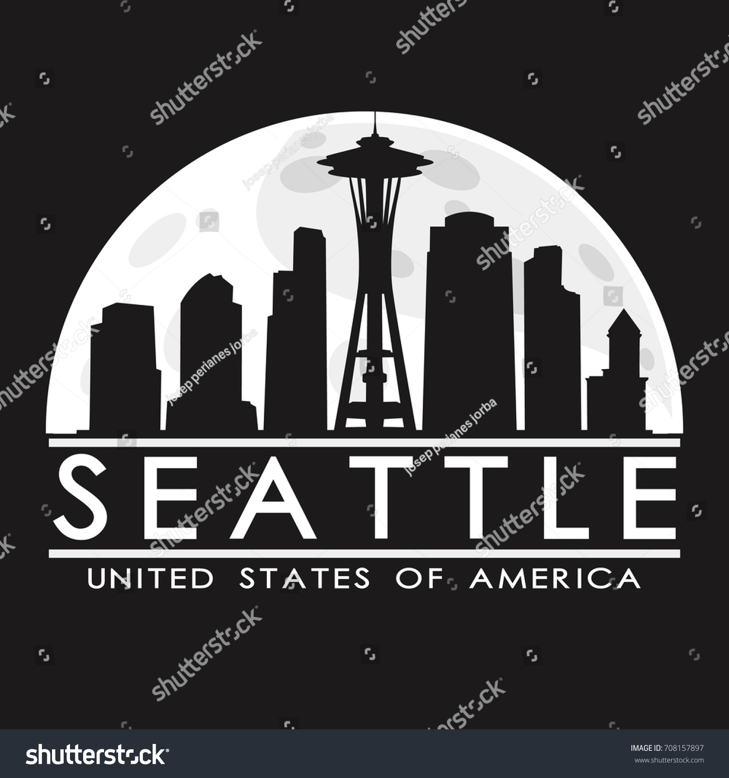 Seattle Washington Skyline Silhouette City Vector Stock Vector (Royalty ...