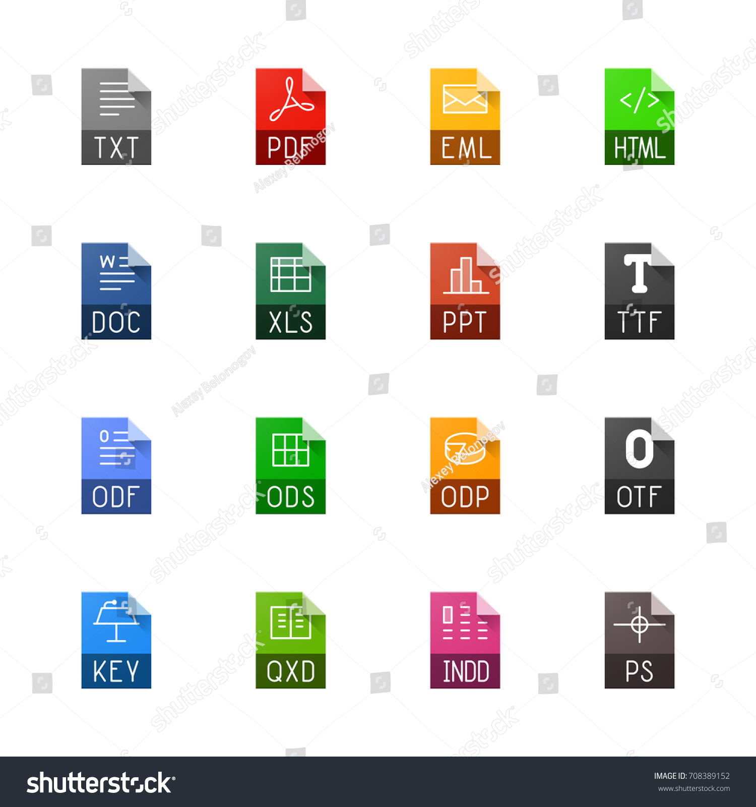 File Type Icons Texts Fonts Page Stock Vector (Royalty Free) 708389152 ...