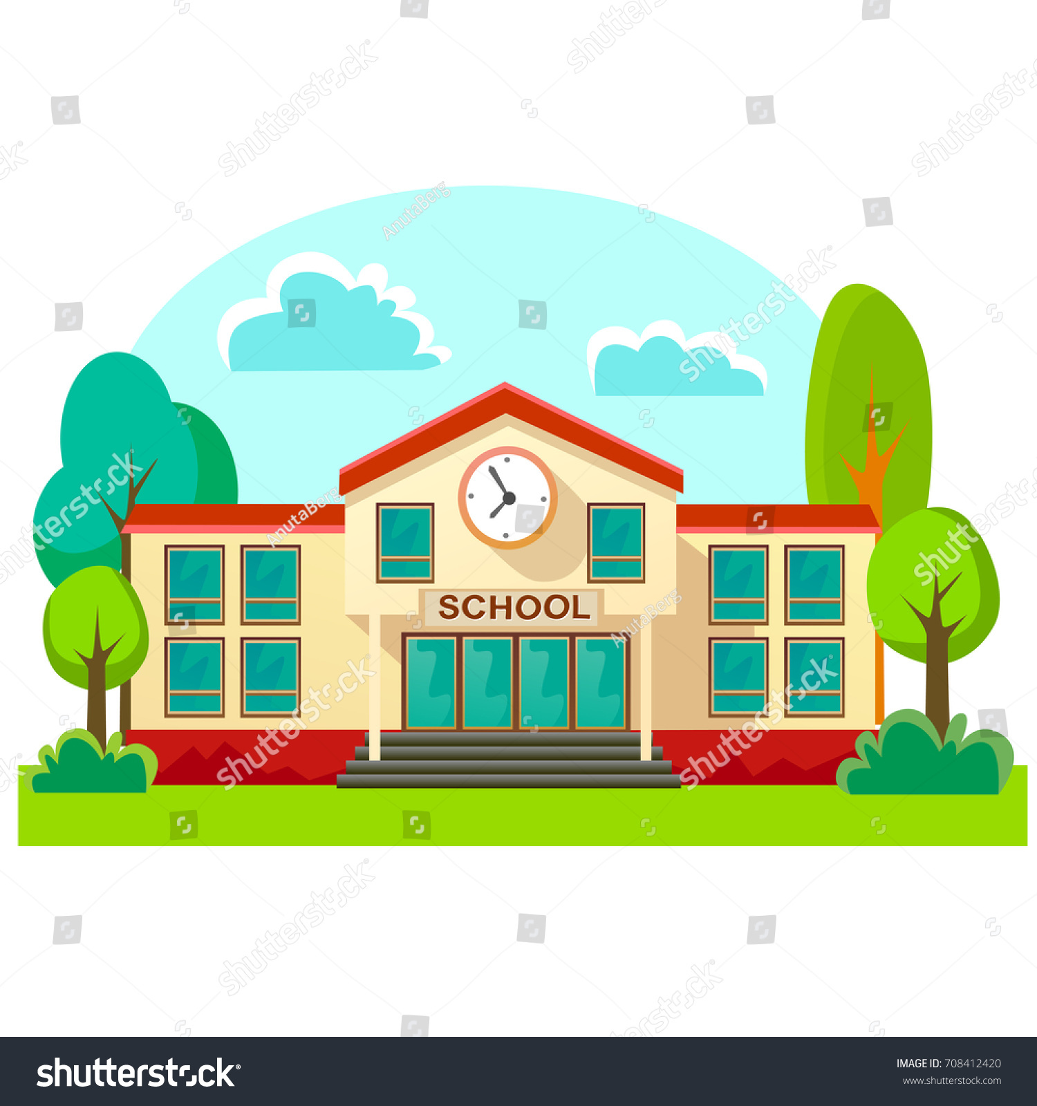 Modern School Buildings Exterior Student City Stock Vector (Royalty ...