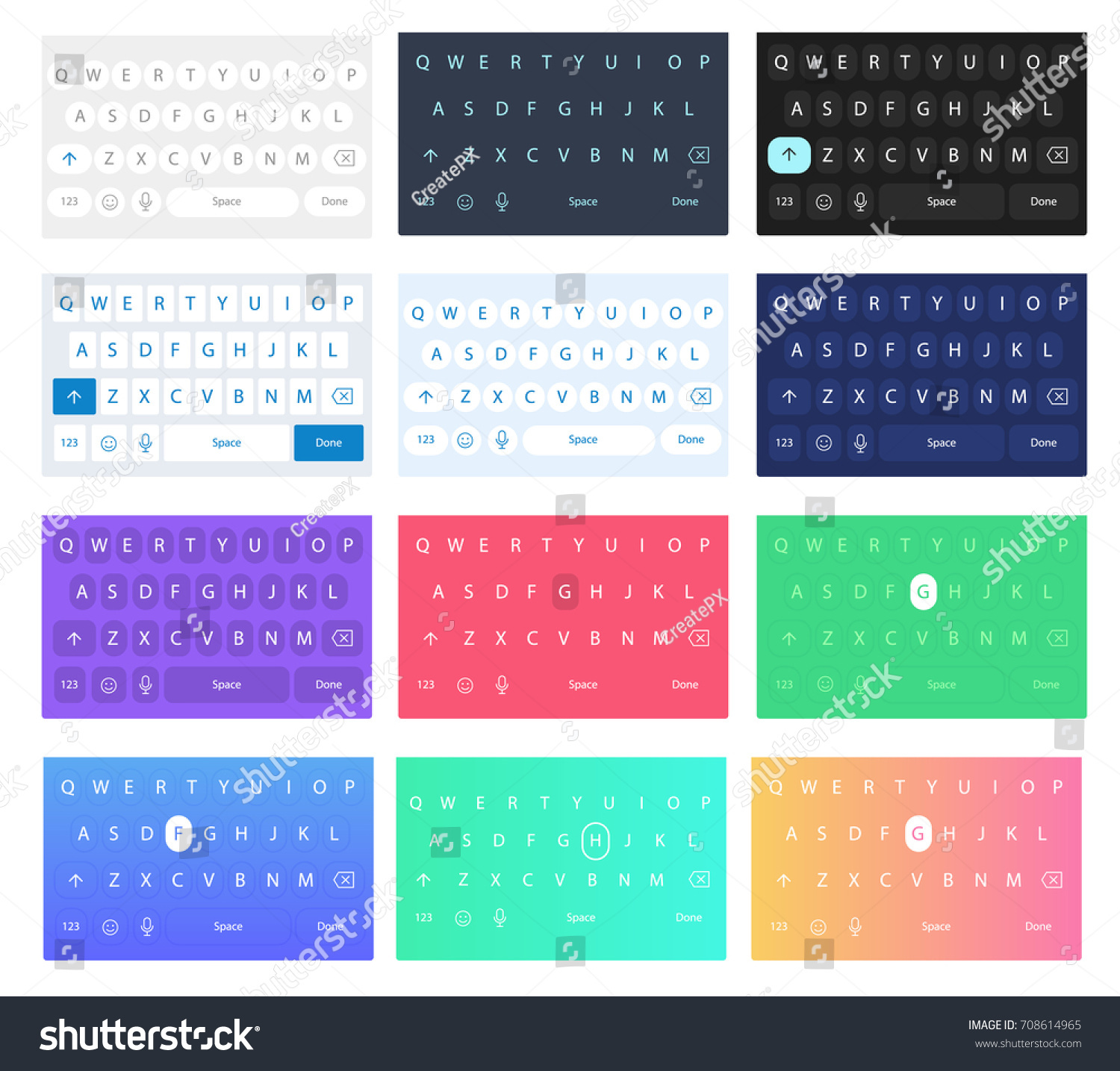 Set Vector Qwerty Mobile Keyboards Smart Stock Vector (Royalty Free