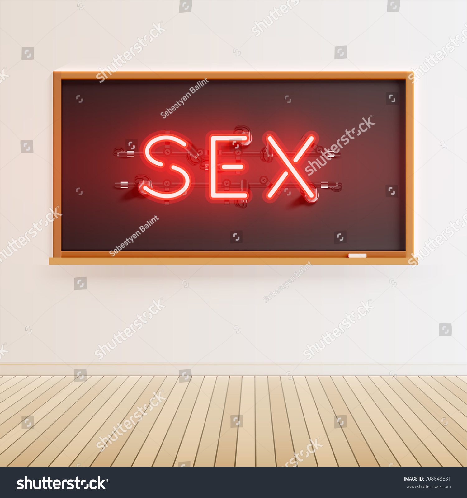 Sex Neon Sign On Blackboard Vector Stock Vector Royalty Free