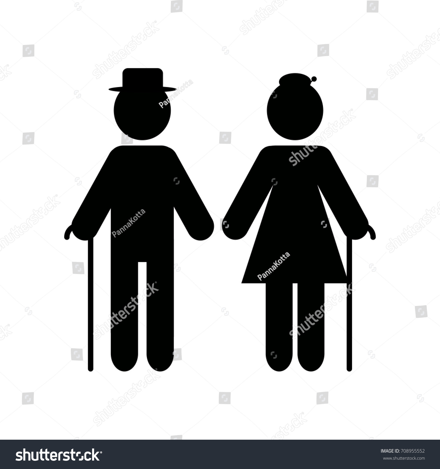 Grandparents Couple Silhouette Isolated On White Stock Vector (Royalty ...