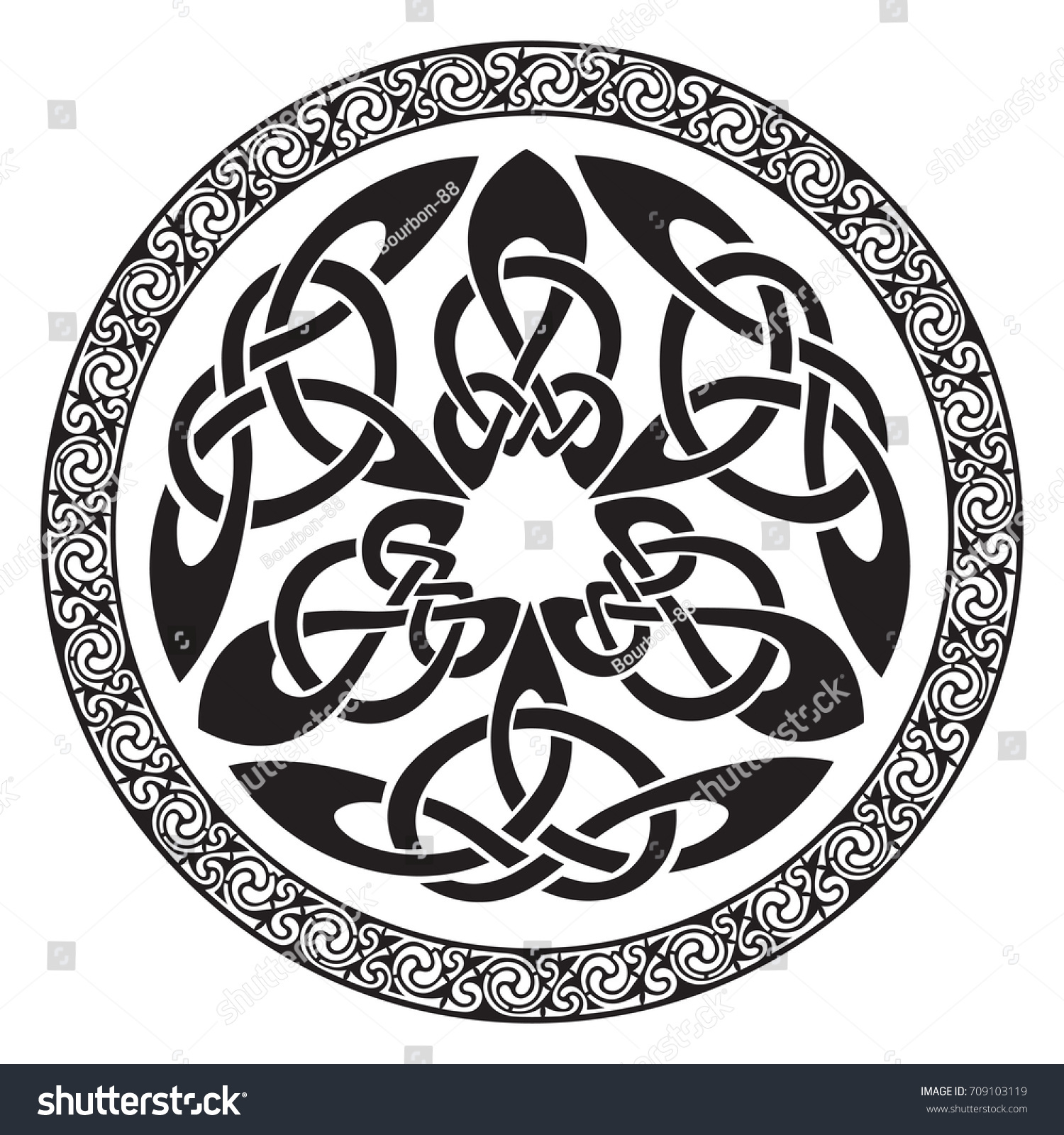 Round Celtic Design Isolated On White Stock Vector (Royalty Free ...