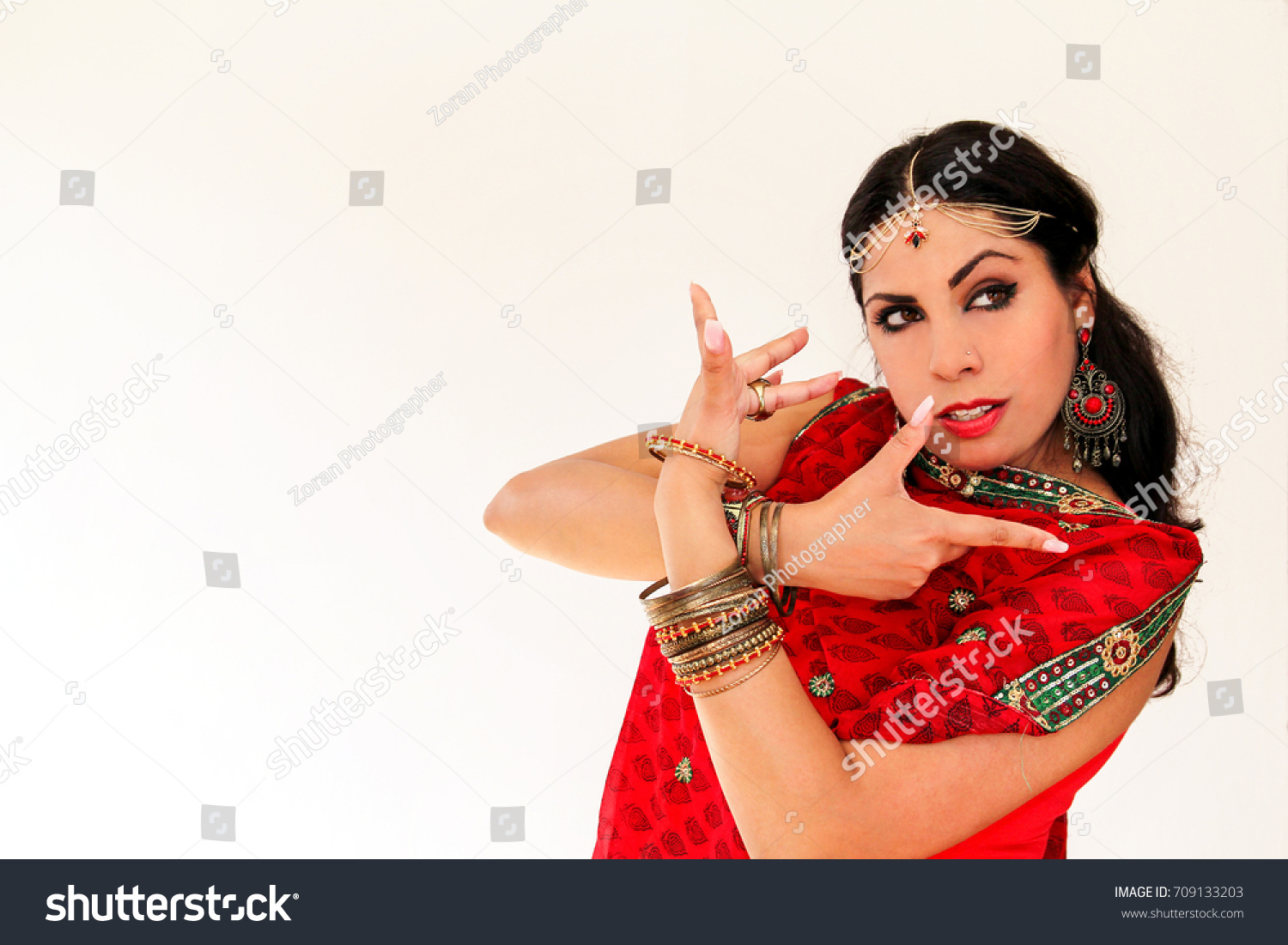 Woman Dancing Indian Dance National Dress Stock Photo 709133203 ...