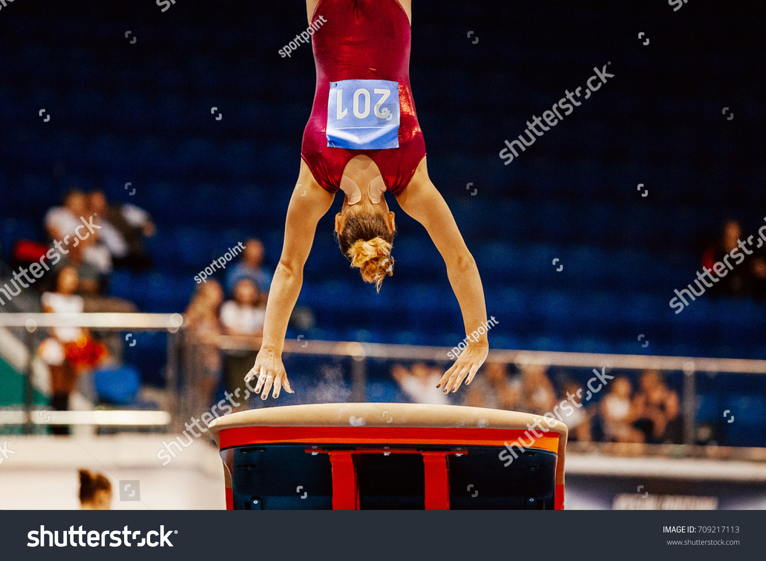 Vault Female Gymnast Competition Artistic Gymnastics Stock Photo ...