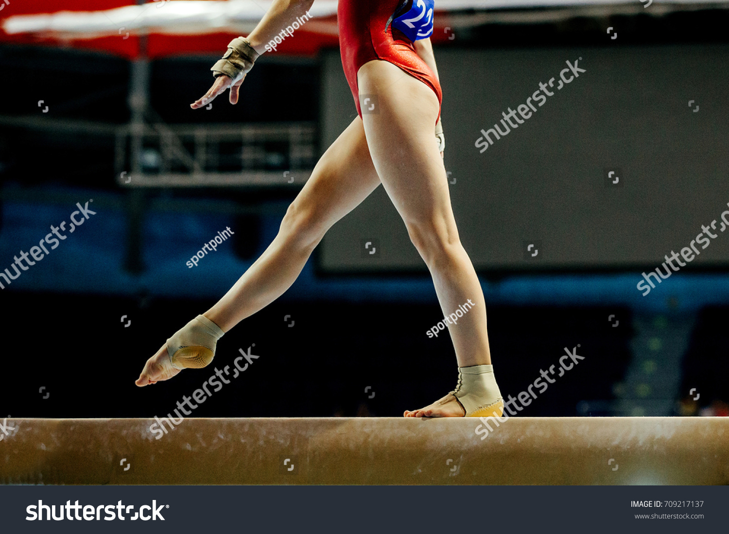 Balance Beam Girl Gymnast Competition Artistic Stock Photo 709217137 ...