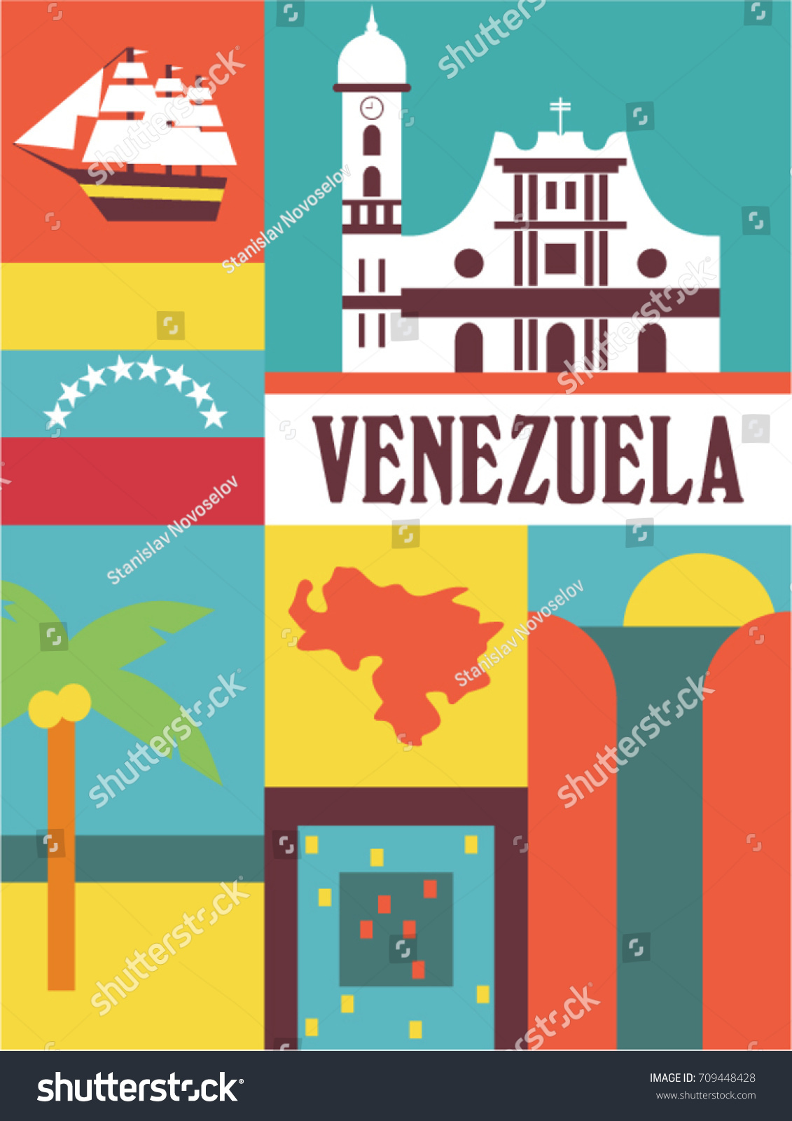 Venezuela Vector Flat Illustration Icon Set Stock Vector (Royalty Free ...