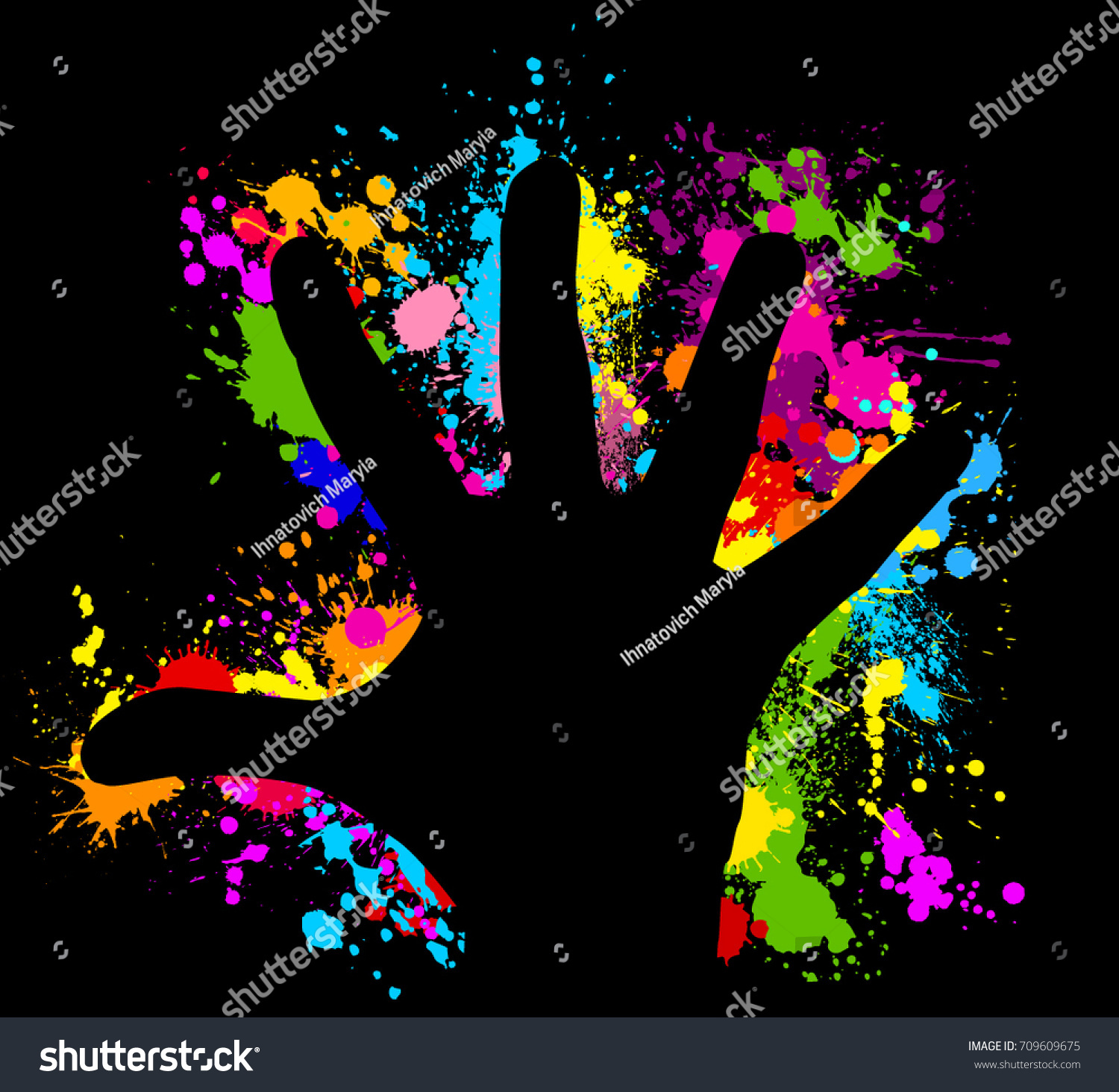 Handprint Colored Ink Spots Vector Stock Vector (Royalty Free ...