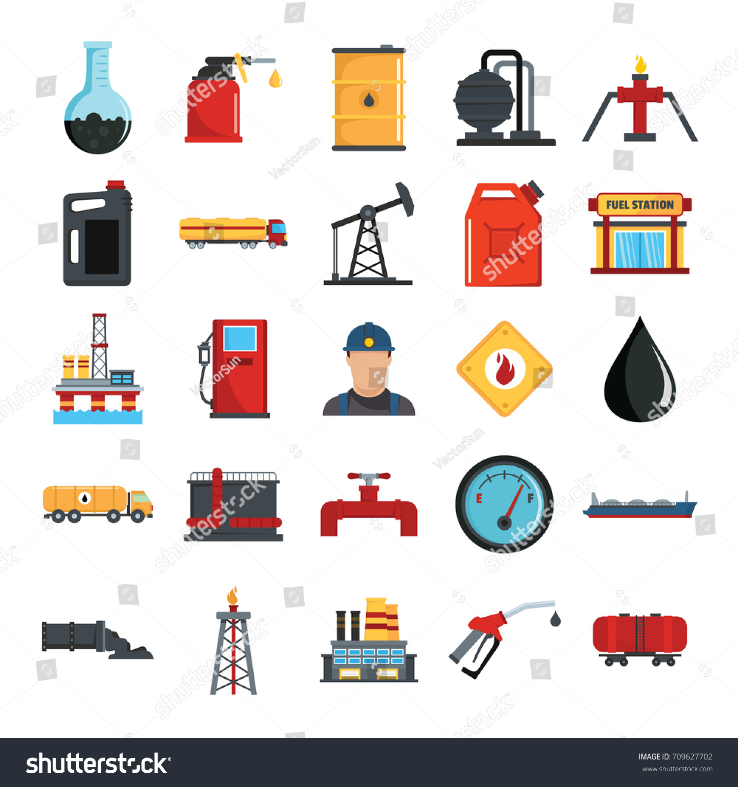 Oil Gas Industry Flat Icons Set Stock Vector (Royalty Free) 709627702 ...