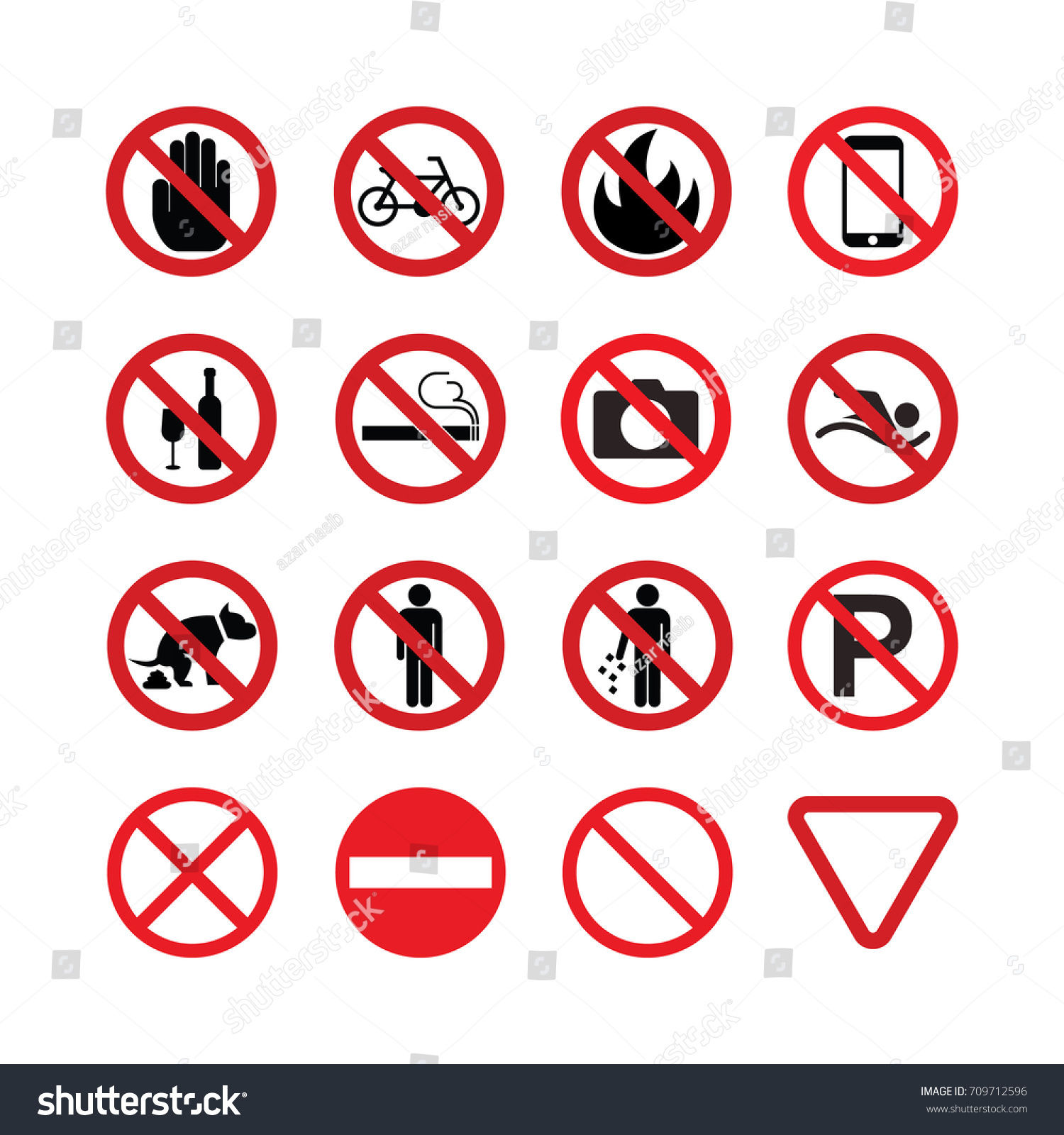 Prohibition Signs No Symbols Vector Icon Stock Vector (Royalty Free ...