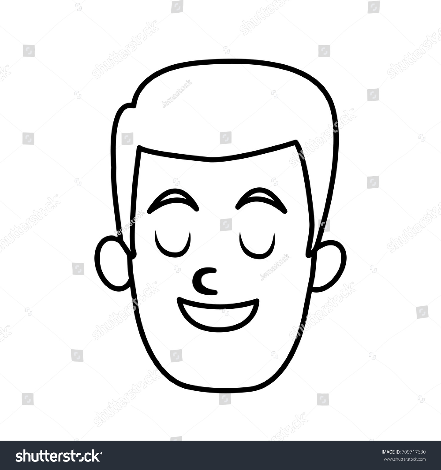 Man Smiling Eyes Closed Stock Vector (Royalty Free) 709717630 ...