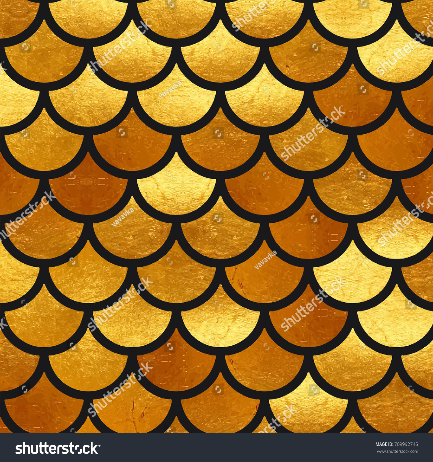 Mermaid Gold Scales Watercolor Fish Scales Stock Illustration 709992745 ...