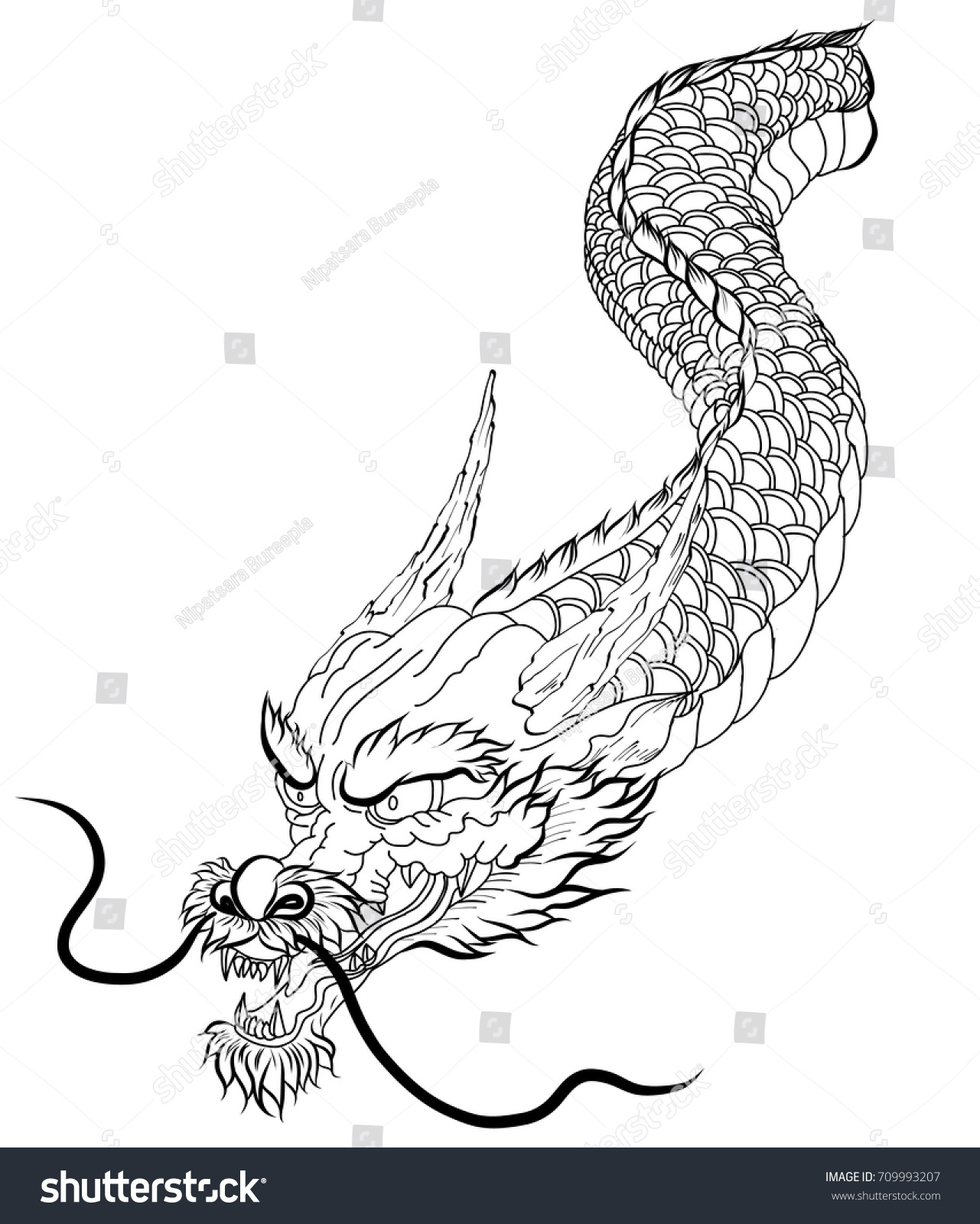 Hand Drawn Zentangle Style Chinese Dragon Stock Vector (Royalty Free ...