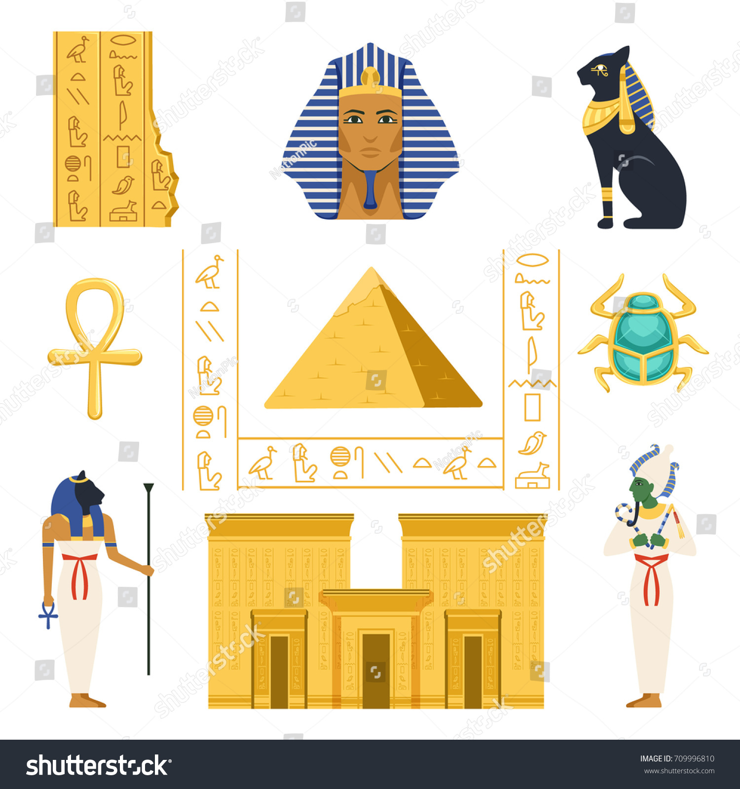 Egypt Set Egyptian Ancient Symbols Colorful Stock Vector (Royalty Free ...