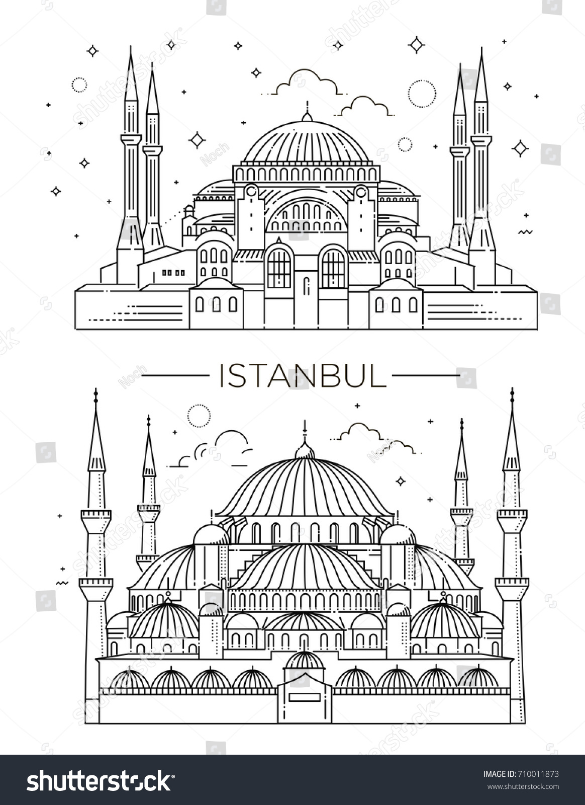 Historic Landmarks Famous Showplaces Turkey Stock Vector (Royalty Free ...