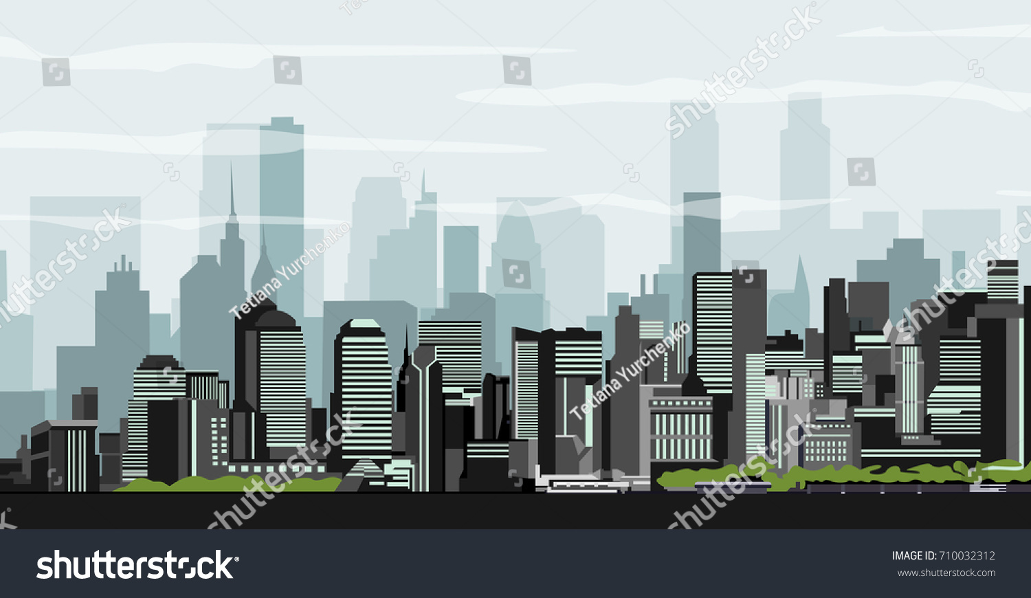 Set Cityscape Background Buildings Silhouette Cityscape Stock Vector ...