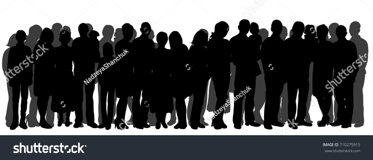 Silhouette People Crowd White Background Stock Vector (Royalty Free ...